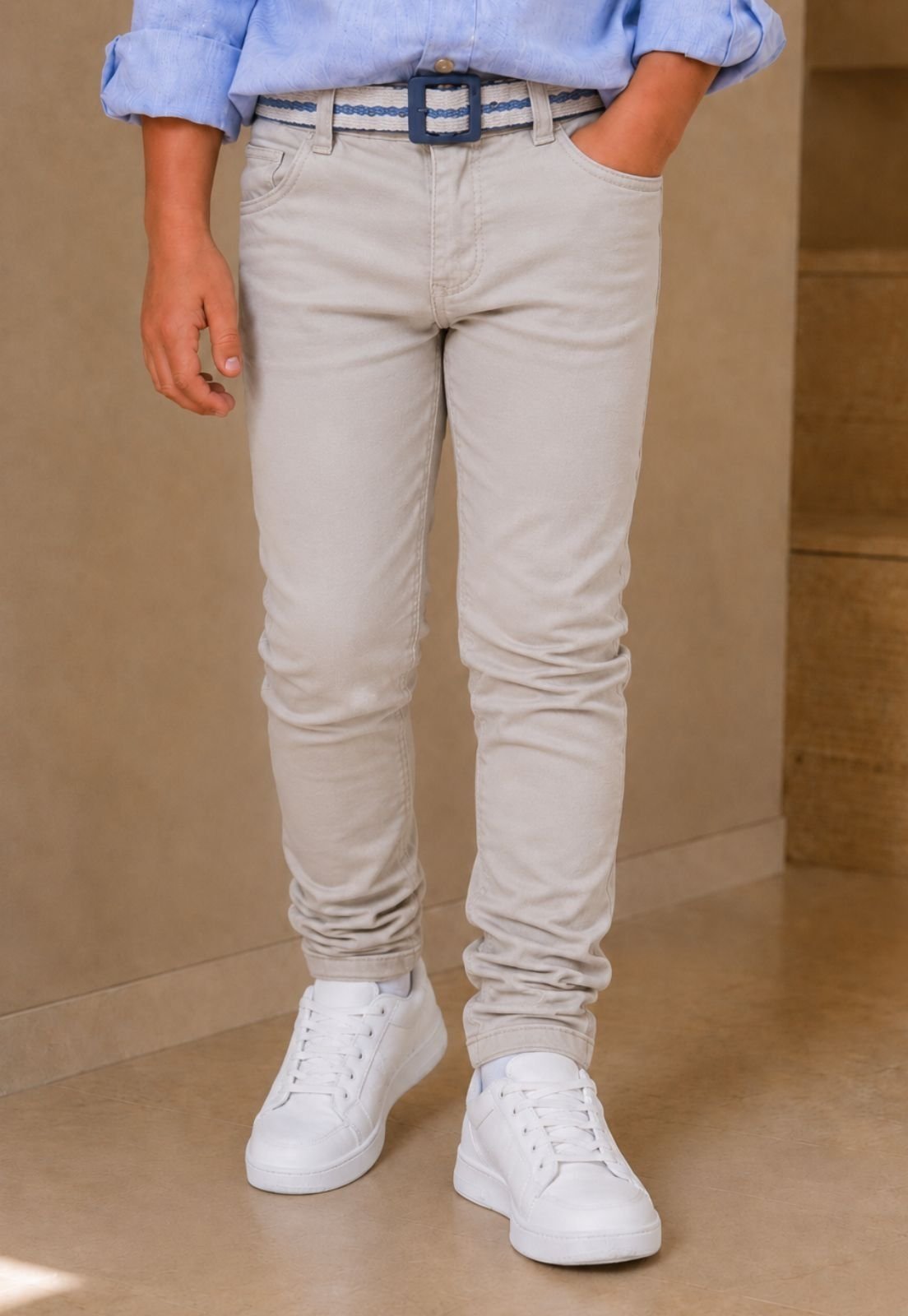 Infantil - Calça Jeans Menino Skinny Sarja Daze Modas Bege