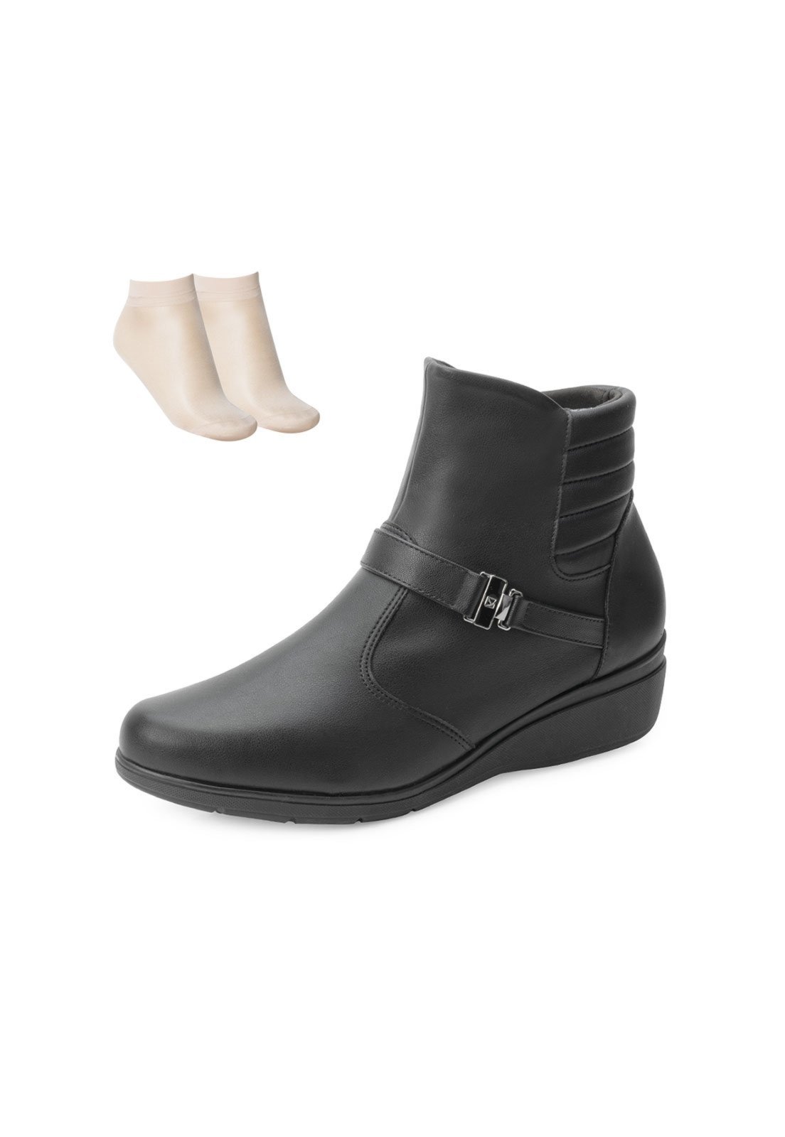 Bota Cano Curto Piccadilly e Meia PD24-11710 Preto