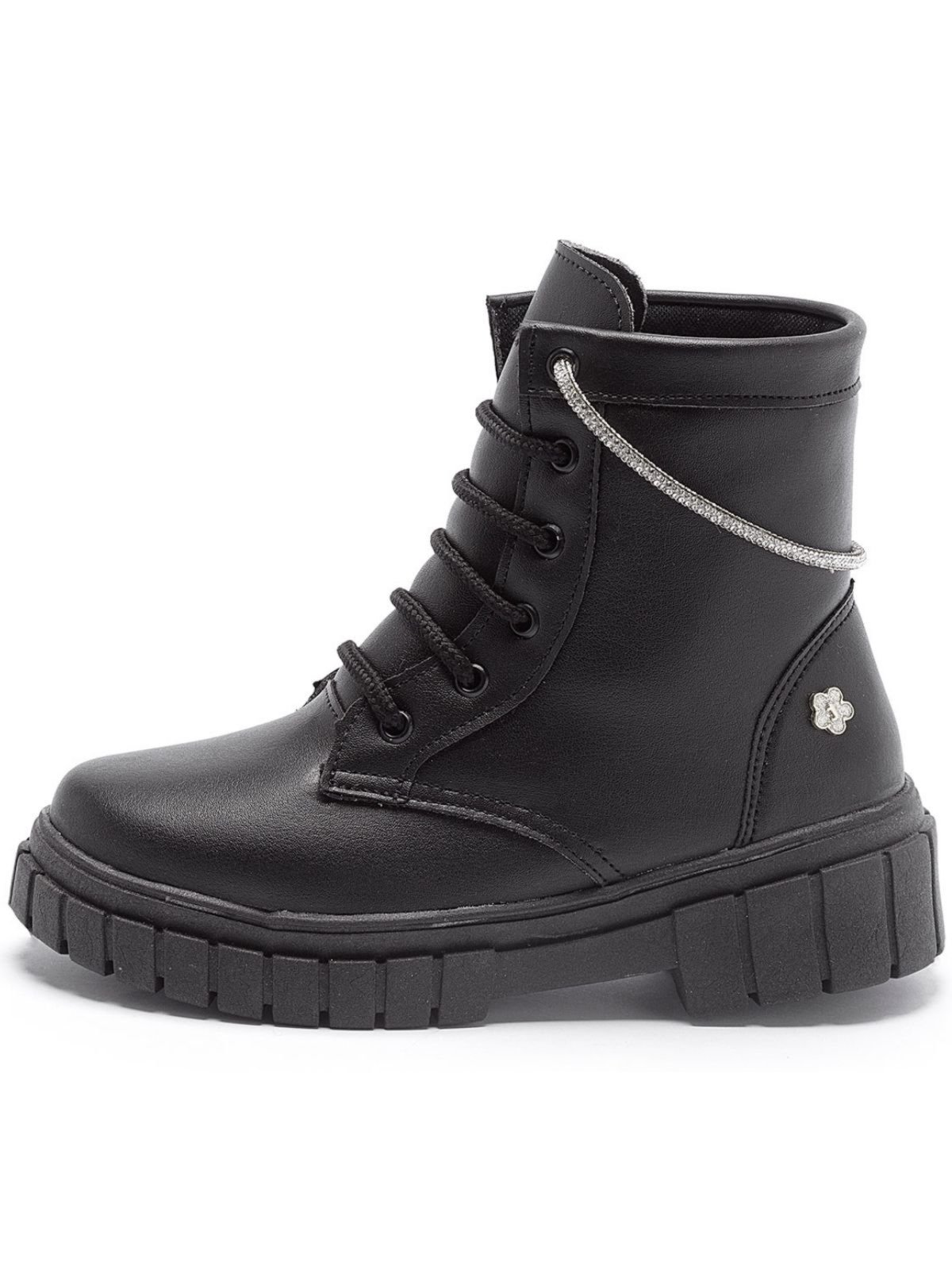 Vista 2 Infantil - Bota Feminina Coturno Menina com Brilho Tininha Tininha preto