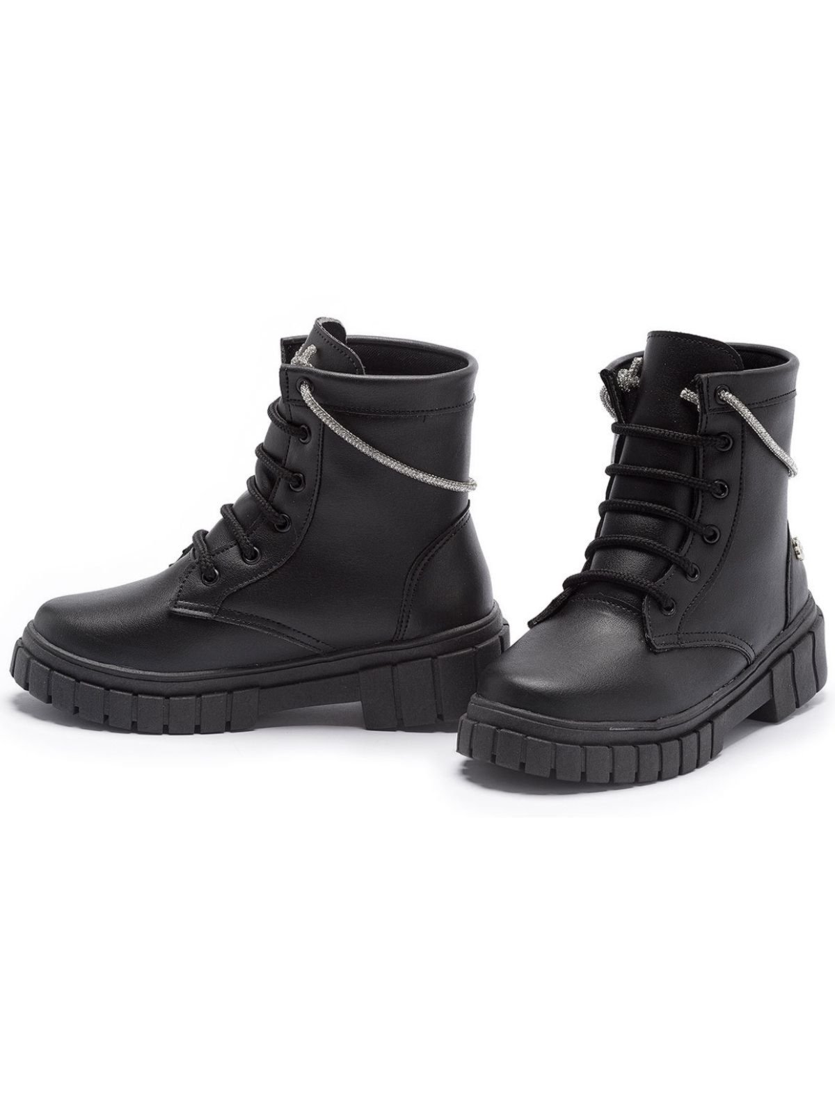Vista 3 Infantil - Bota Feminina Coturno Menina com Brilho Tininha Tininha preto