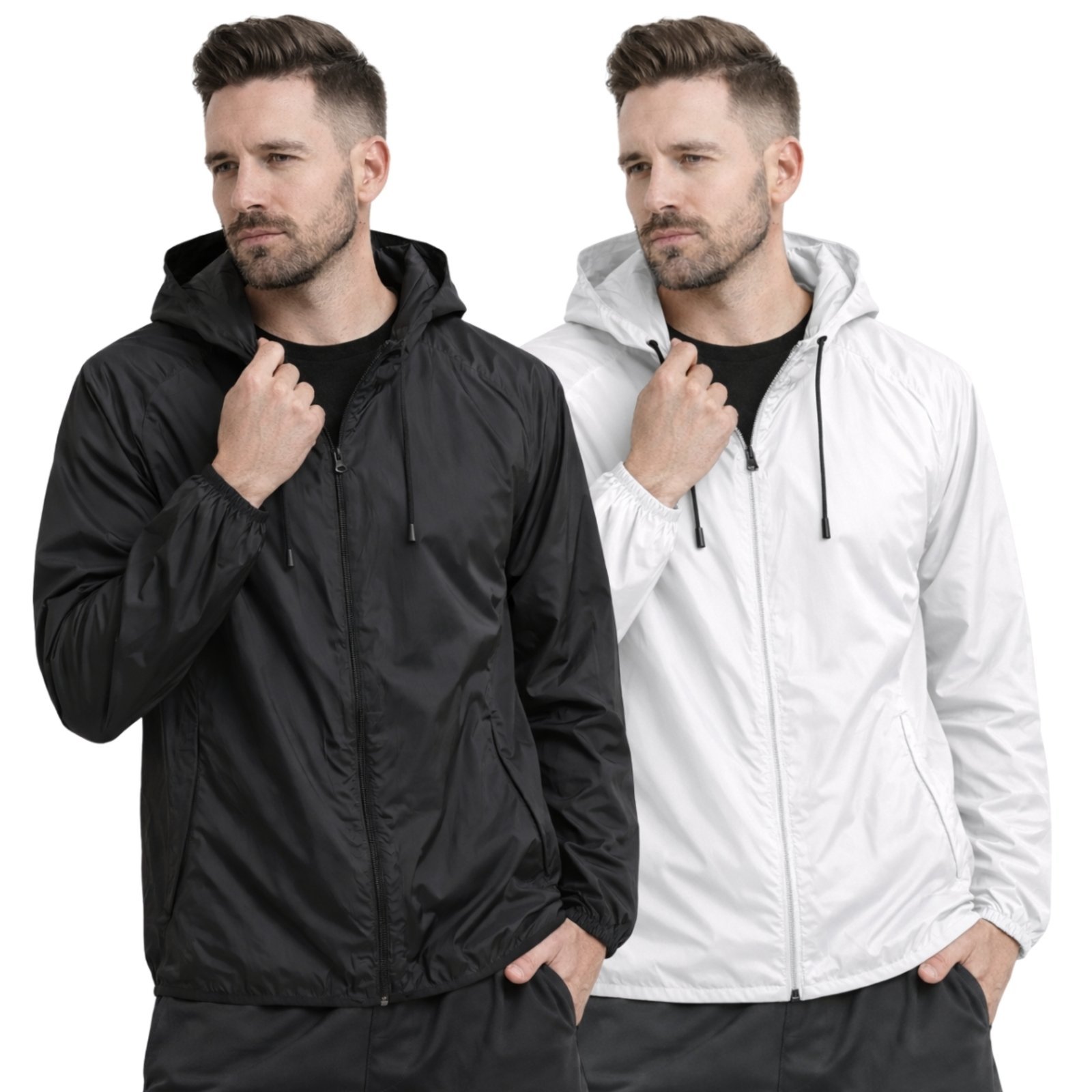 Kit 2 Jaqueta Corta Vento Impermeável Masculino Leve e Confortável Estilo Casual Liso