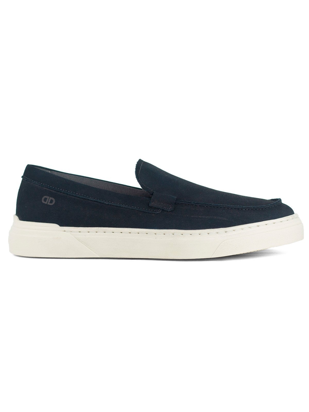 Tênis Masculino Democrata Slip On Casual Bill Couro Legítimo Elástico Confortável Calce Fácil Azul Navy