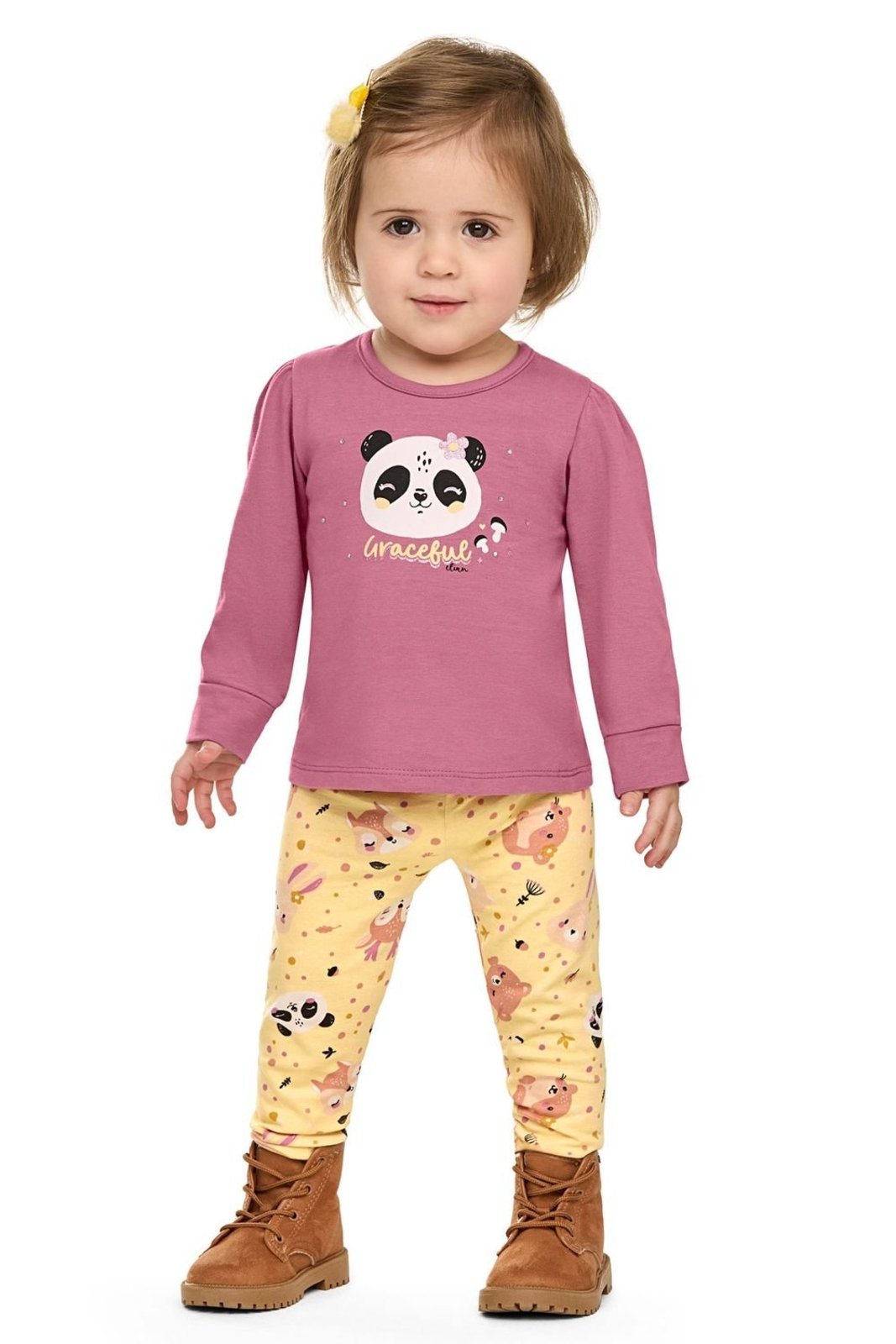 Infantil - Conjunto Longo Menina Panda Elian Rosa