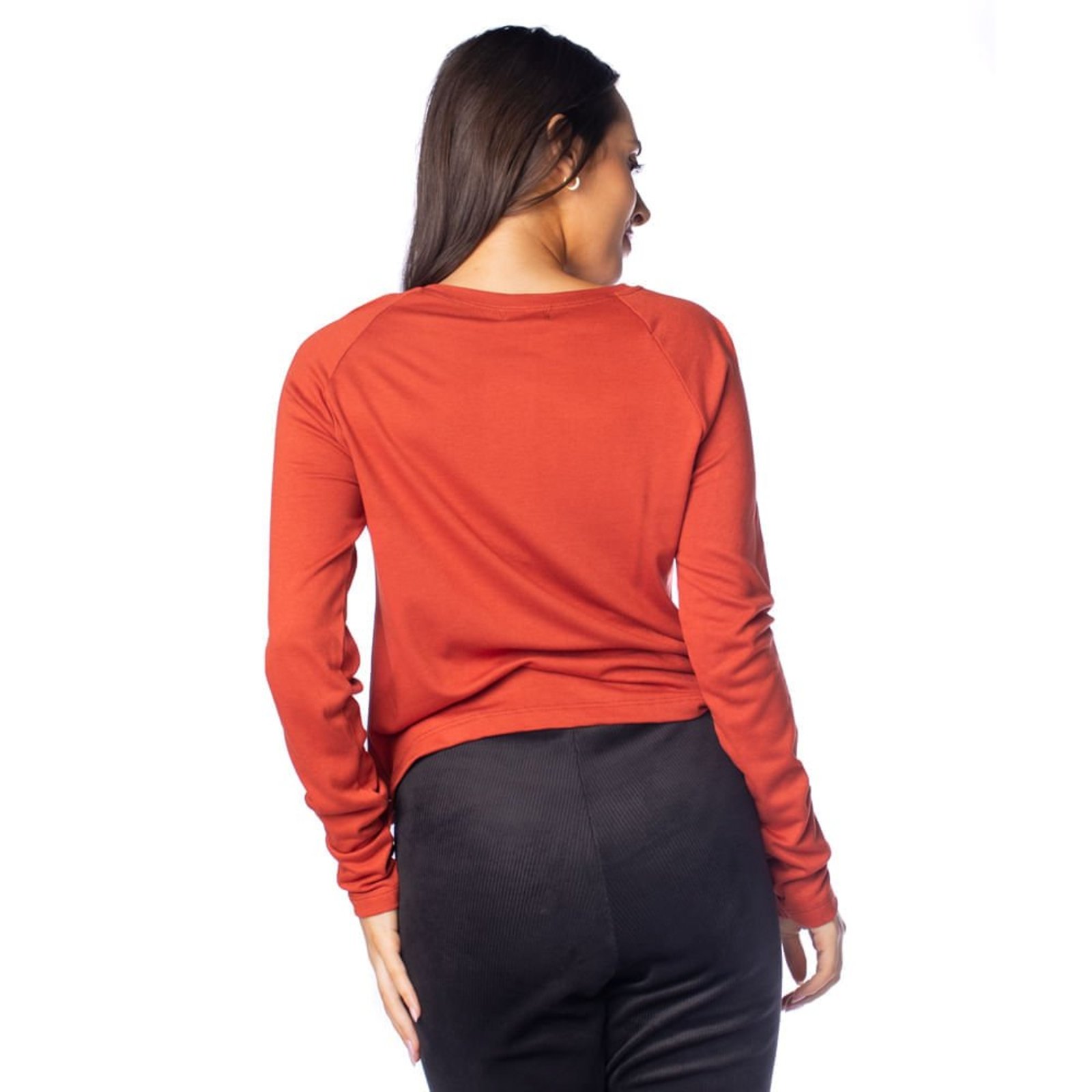 Vista 3 Blusa Cropped Feminina Giraffe Logo Metalizado Telha vermelho Giraffe vermelho