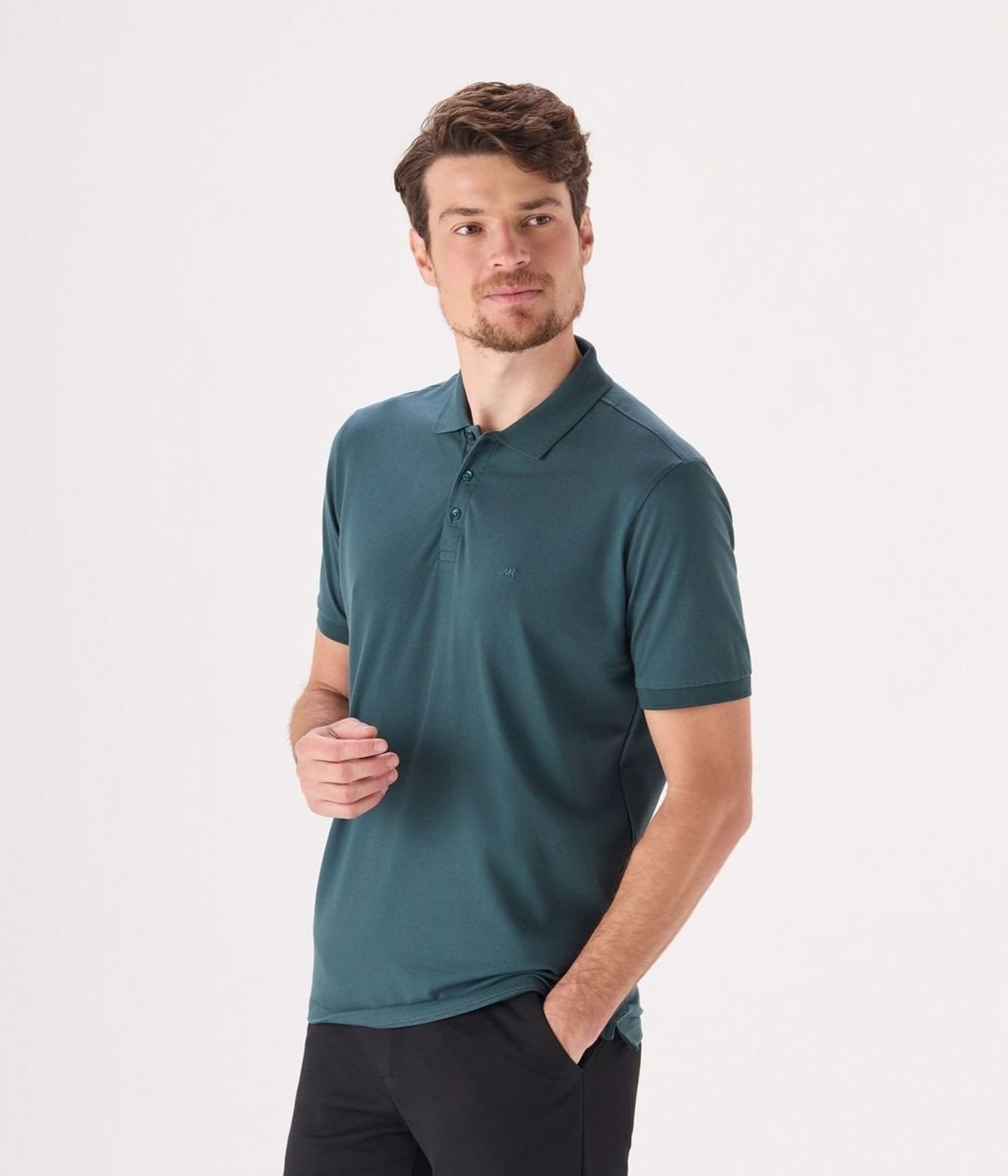 Polo Makenji Manga Curta Piquet Pima Masculina Verde Bandeira