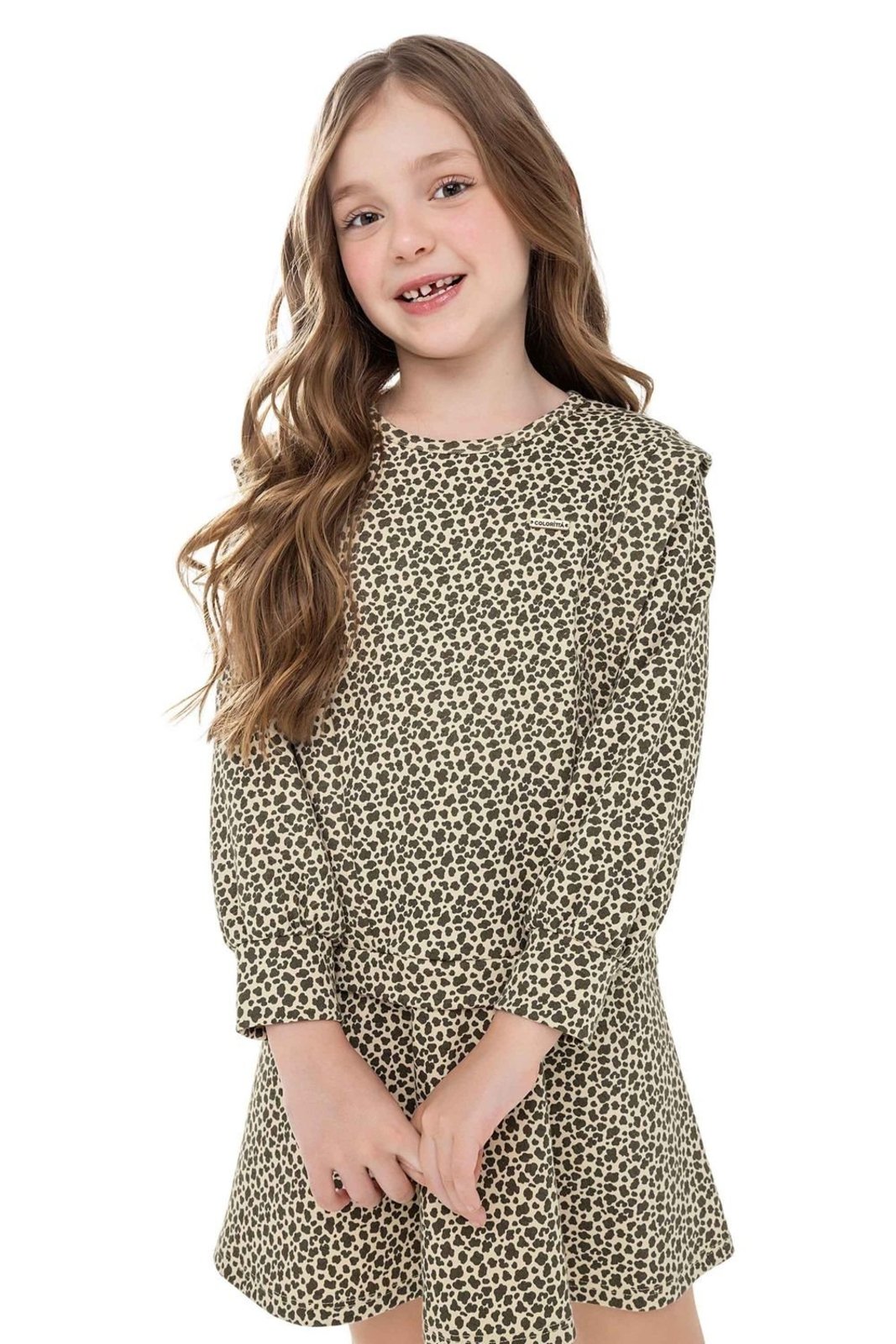Infantil - Vestido Menina Animal Print Colorittá Bege