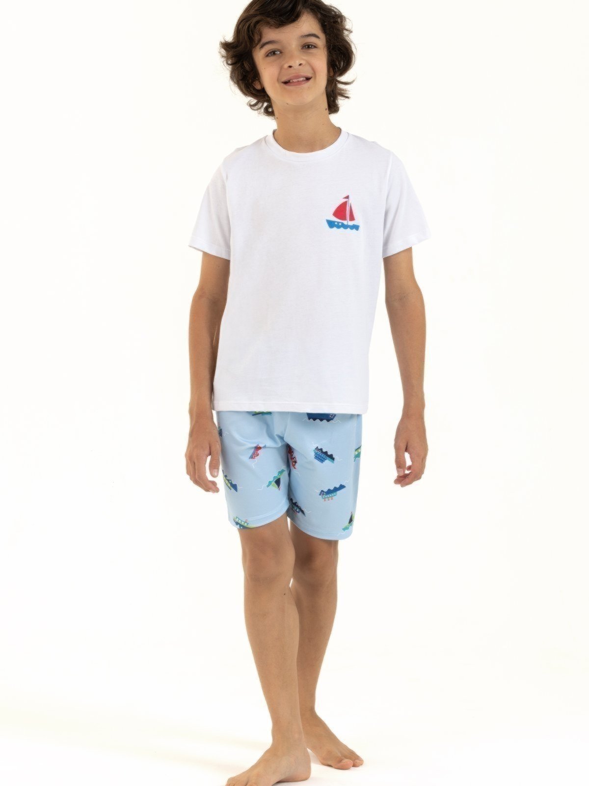 Pijama Menino Curto de Verão em Algodão – Maré Alta