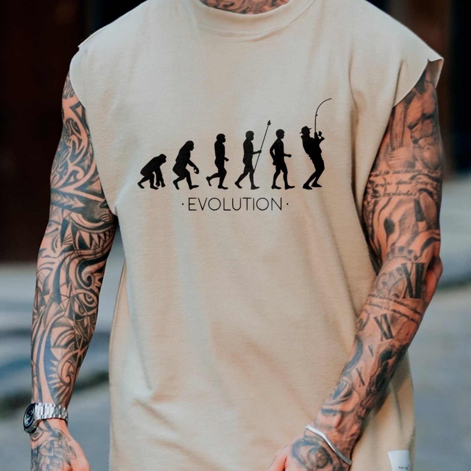 Camiseta Regata Machão Evolução Humana Streetwear Hype Off White
