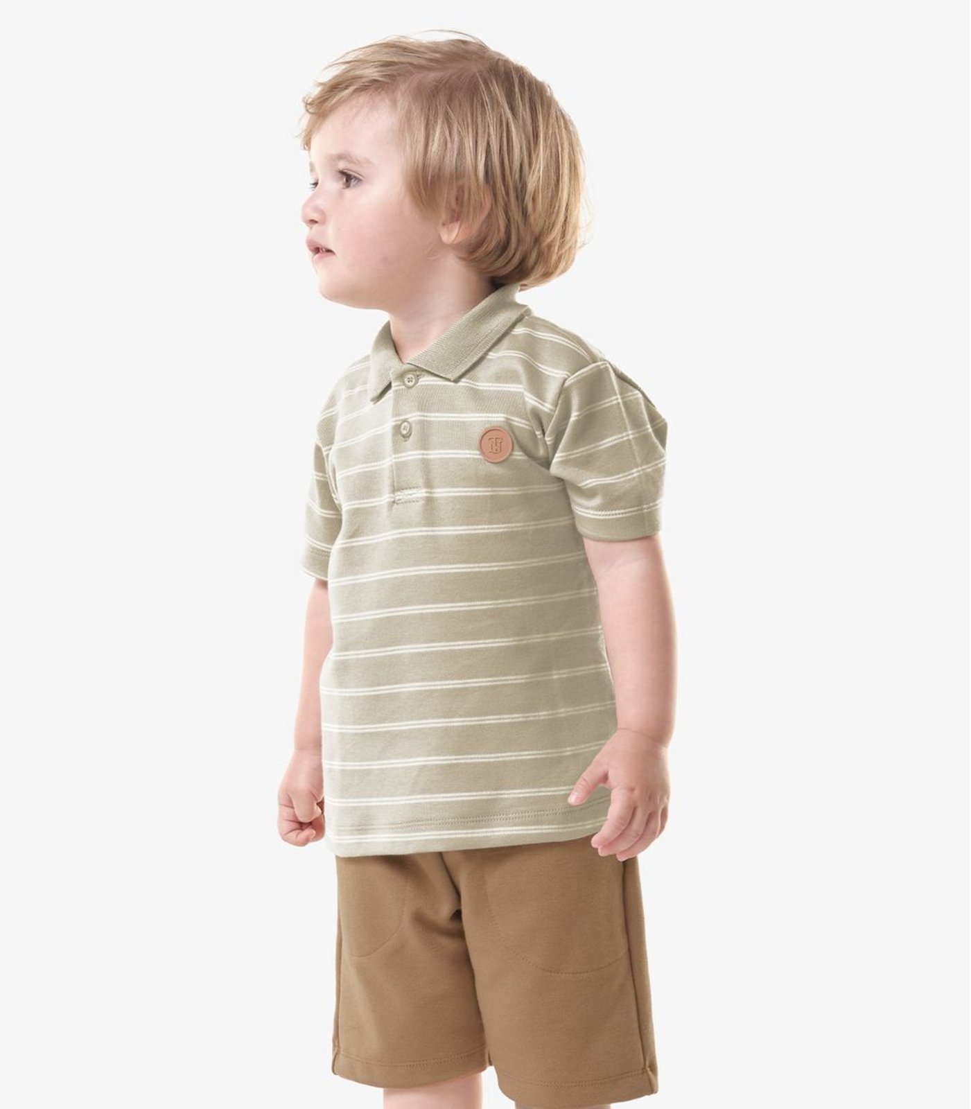 Infantil - Conjunto Polo Com Bermuda Trick Nick Bege