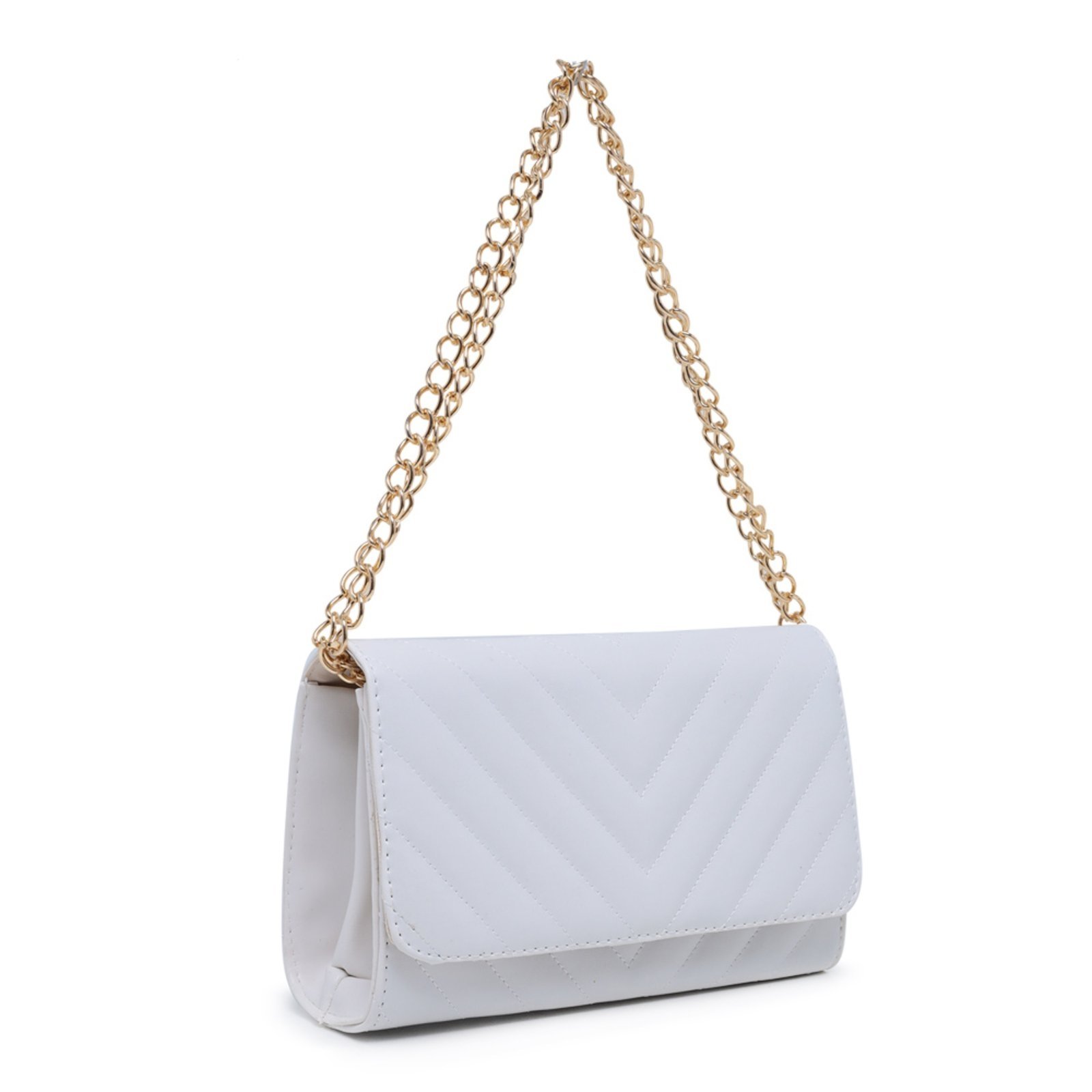 Vista 3 Bolsa Feminina Branca Clutch Pequena De Mão De Ombro Tipo Carteira 2 Alças Removíveis Moda Festa Elegante CARMELO SHOES branco CARMELO SHOES branco