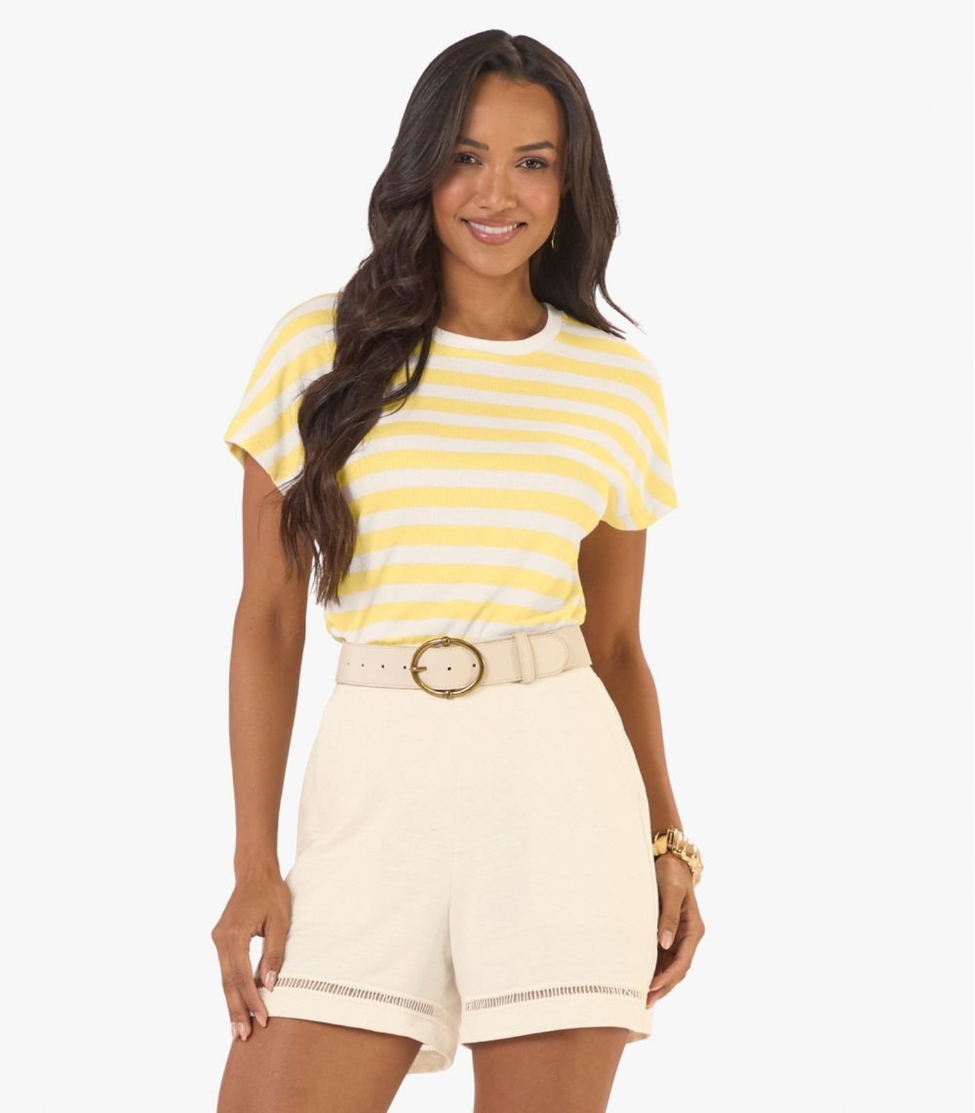 Blusa Feminina Ribana De Viscose Listrada Rovitex Amarelo