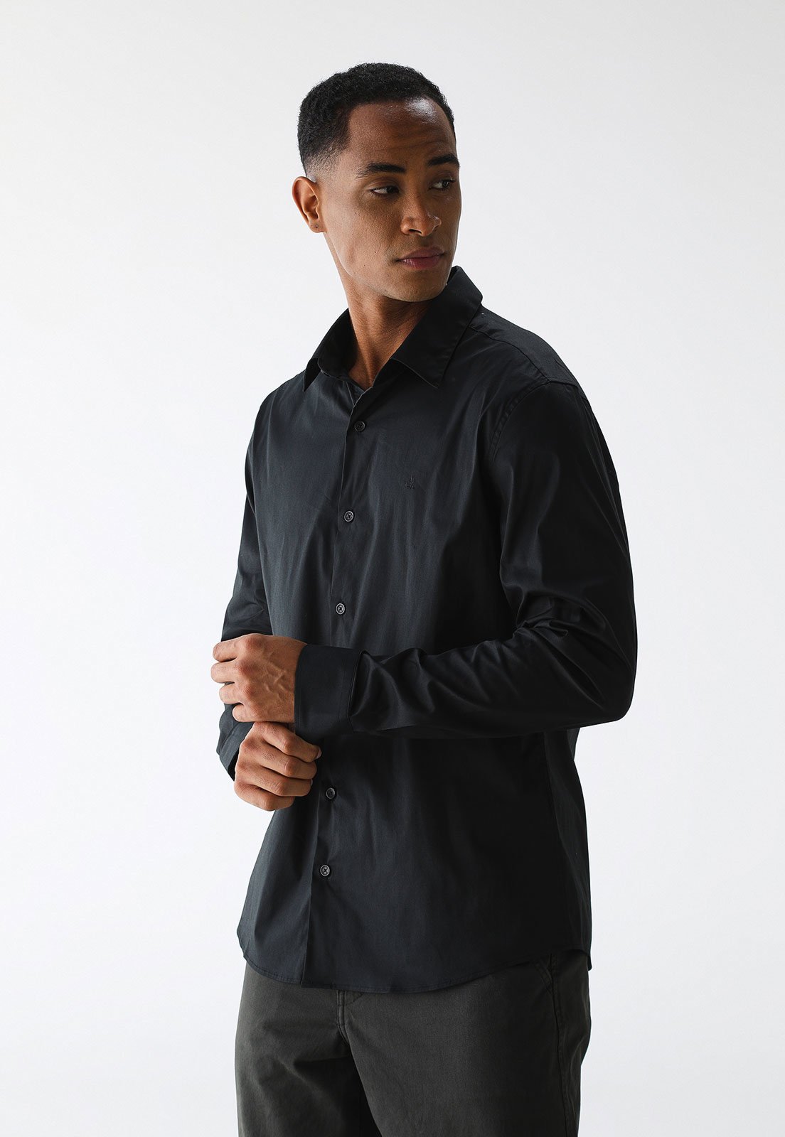 Camisa Calvin Klein Slim Mini Icon Preta