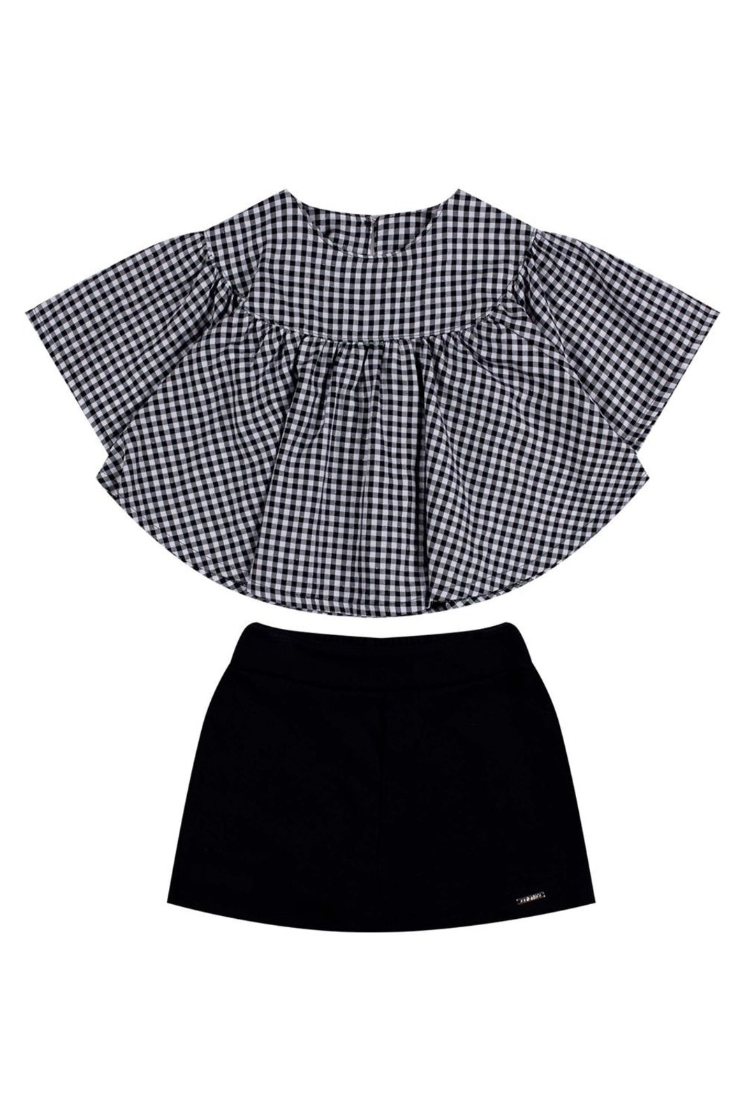 Infantil - Conjunto Menina Amplo Xadrez Colorittá Preto