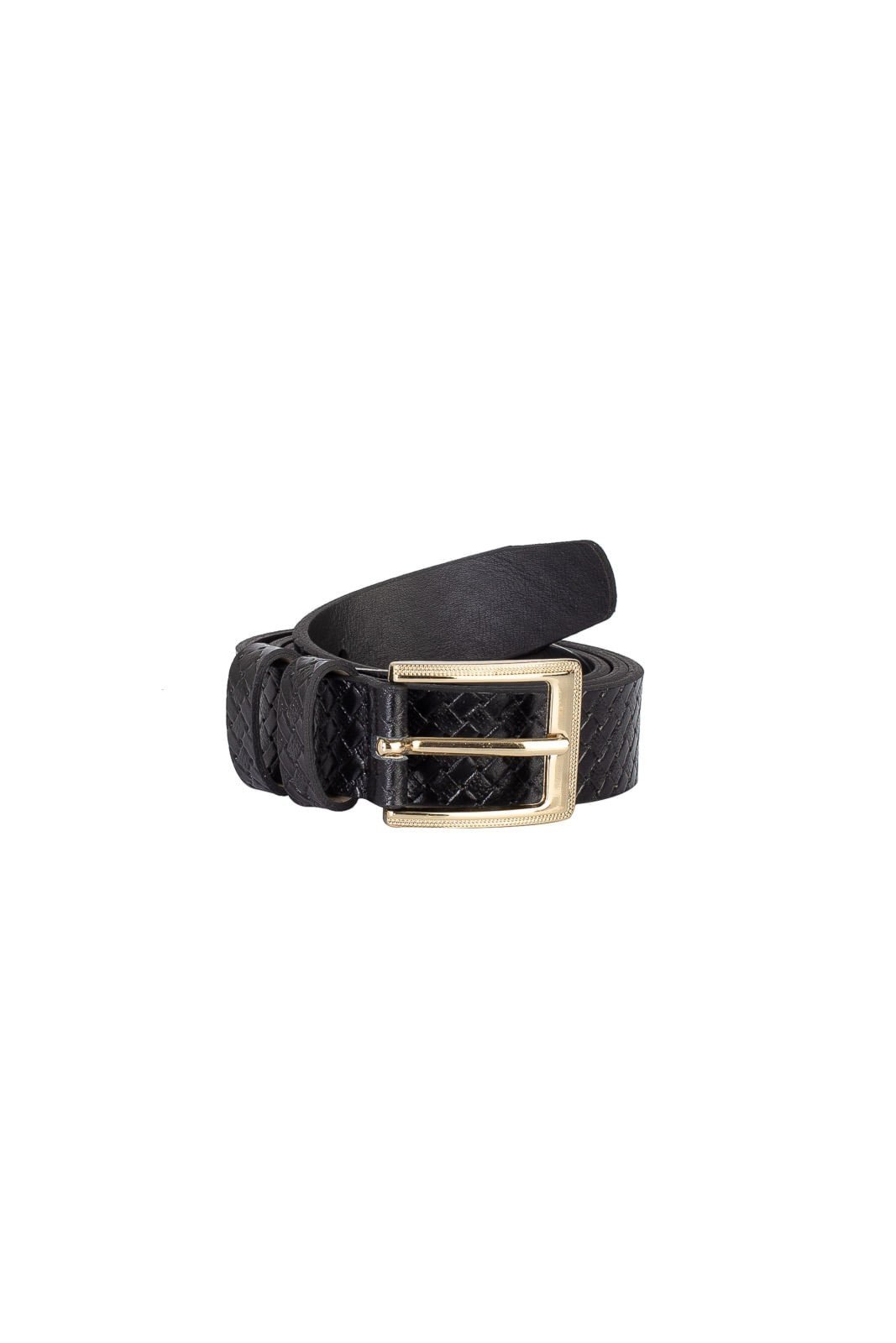 Cinto feminino de couro tricê Mia - Preto