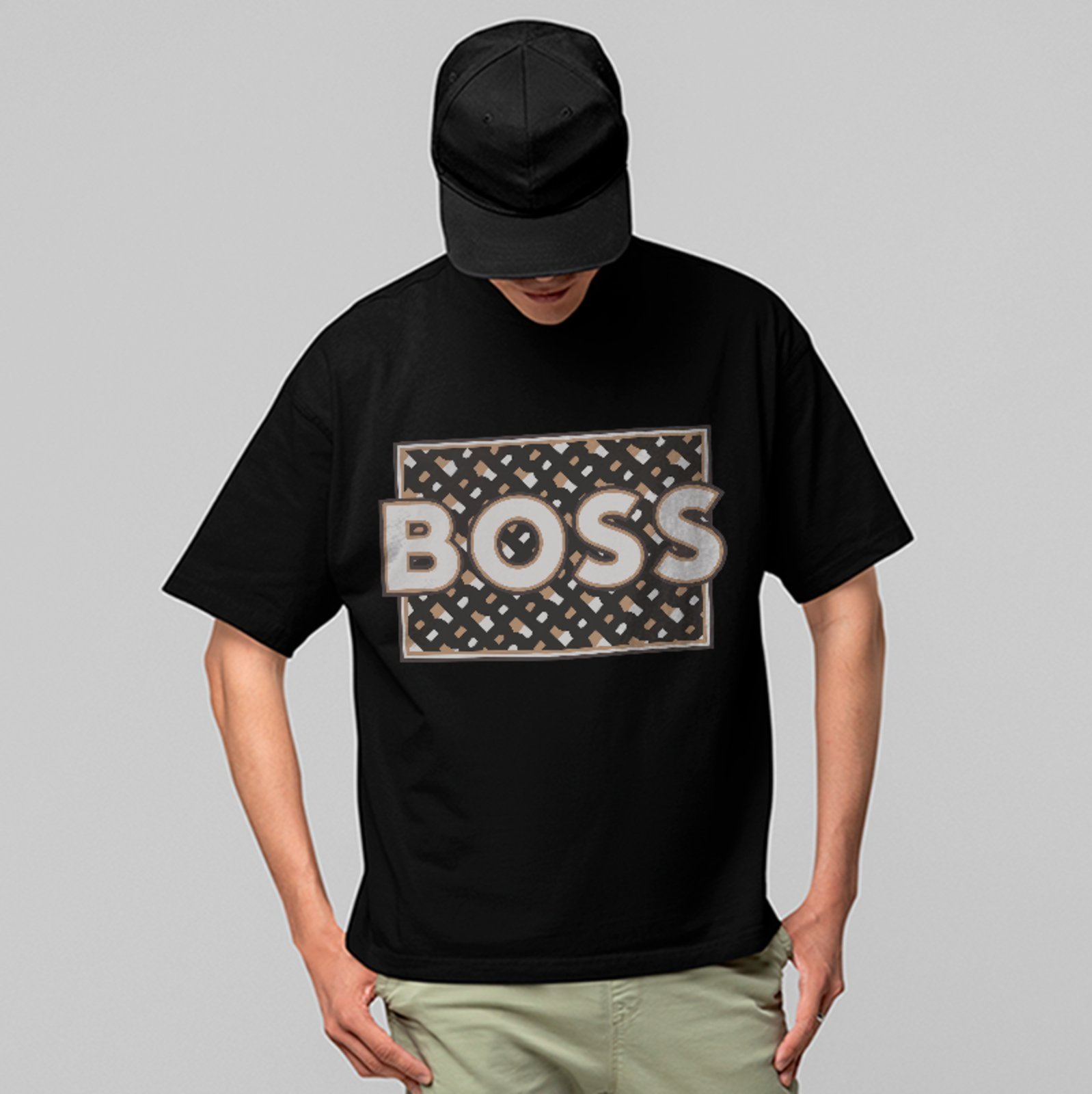 Camiseta Oversized Boss Fashion Urbana Estampa Premium Preto