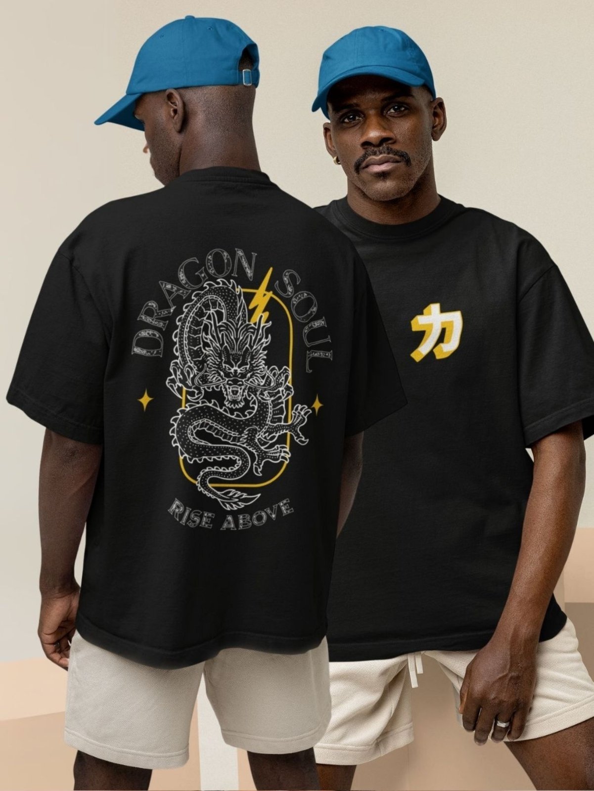 Camiseta Básica Masculina GuGi Dragão Chinês Dragon Soul Frente E Costas Preto