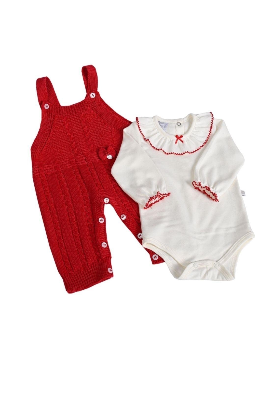 Vista 2 Infantil - Kit macacão Body Menina Beth Anjos Baby vermelho Anjos Baby vermelho