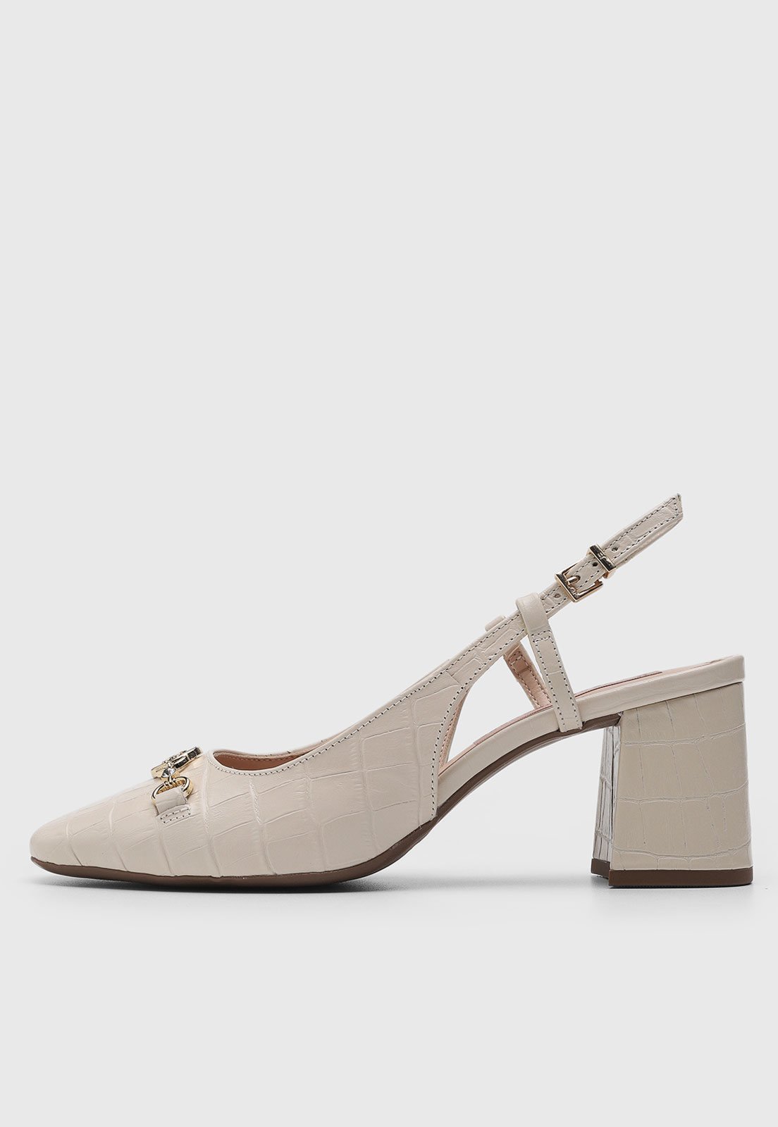 Vista 2 Scarpin Feminino Jorge Bischoff Slingback Croco Off-White off-white white Jorge Bischoff off-white white