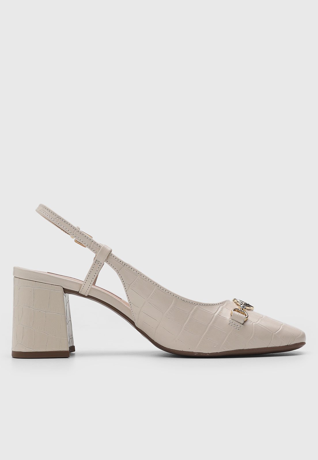 Vista 3 Scarpin Feminino Jorge Bischoff Slingback Croco Off-White off-white white Jorge Bischoff off-white white