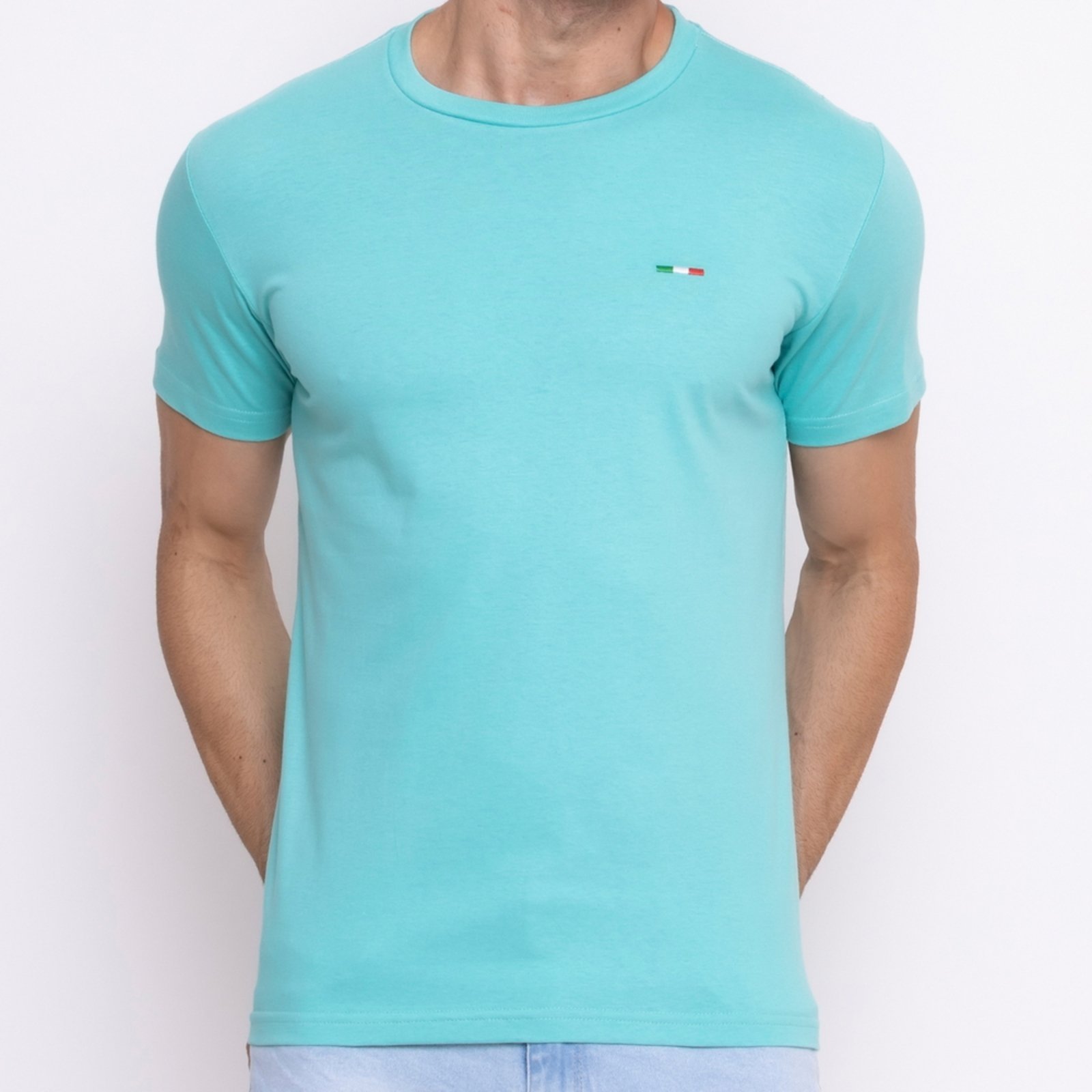 Camiseta Masculina Básica Industrie com Bordado no Estilo Tommy Algodão Premium Itália água