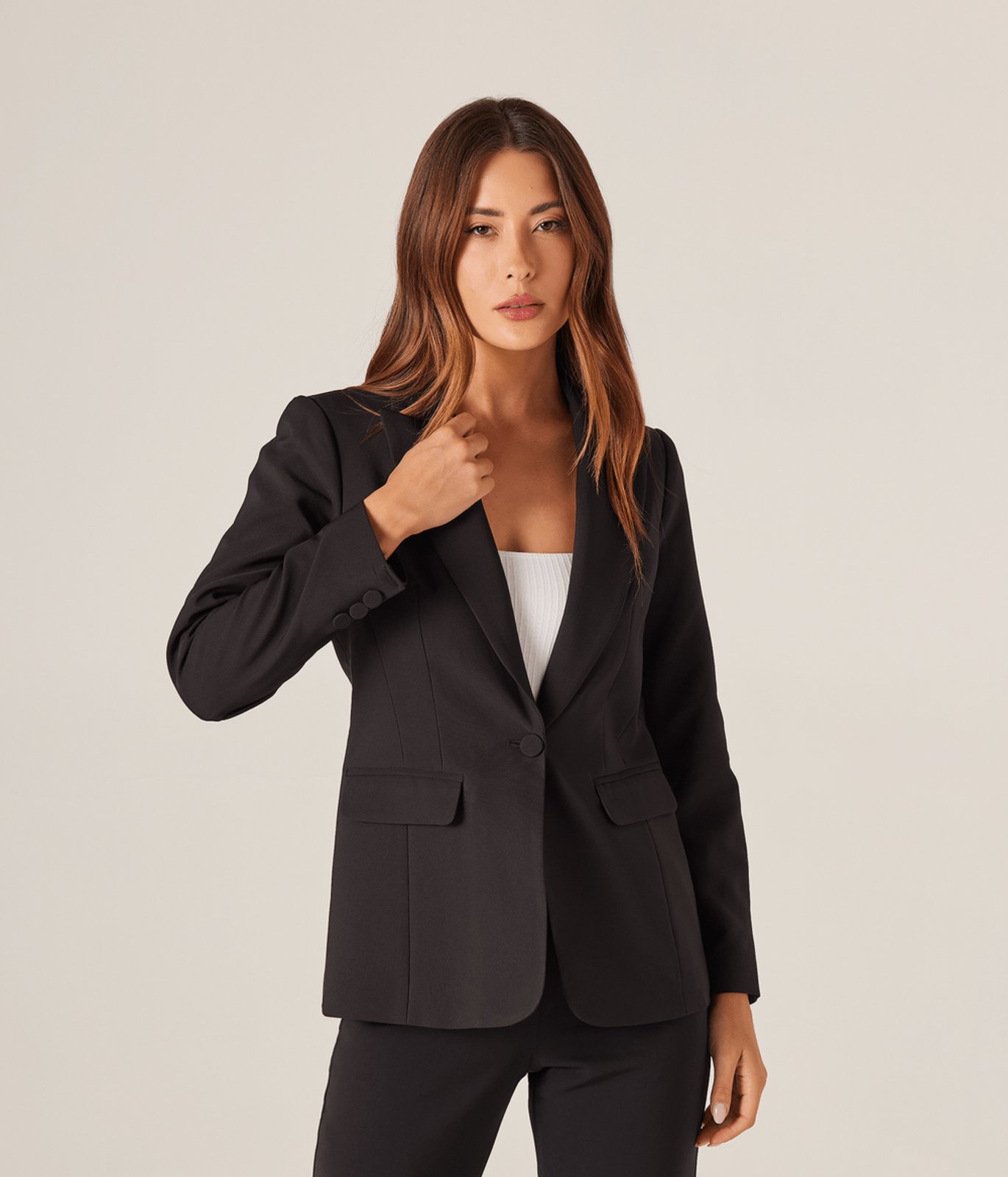 Blazer Com Botao Forrado Feminino Preto