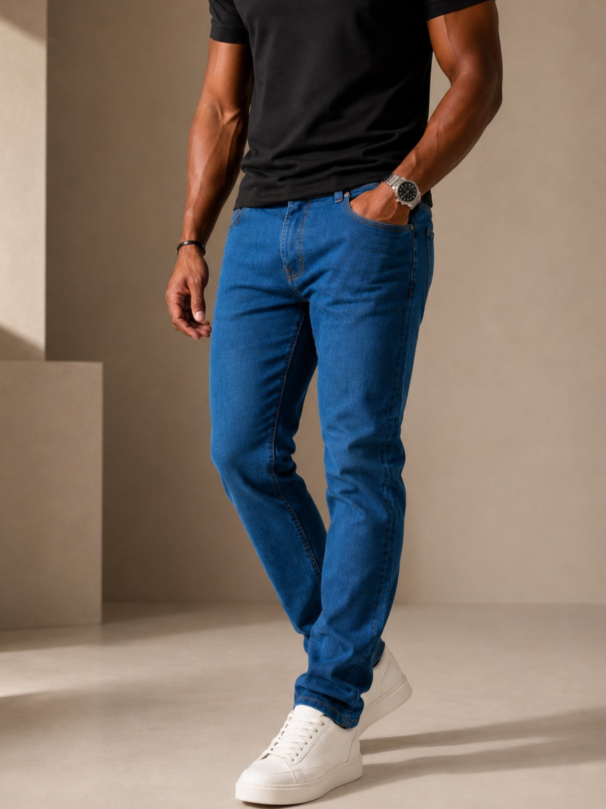 Calça Jeans Masculina Purple Jeans Slim Fit Premium Stretch Conforto e Elegância Azul Escuro