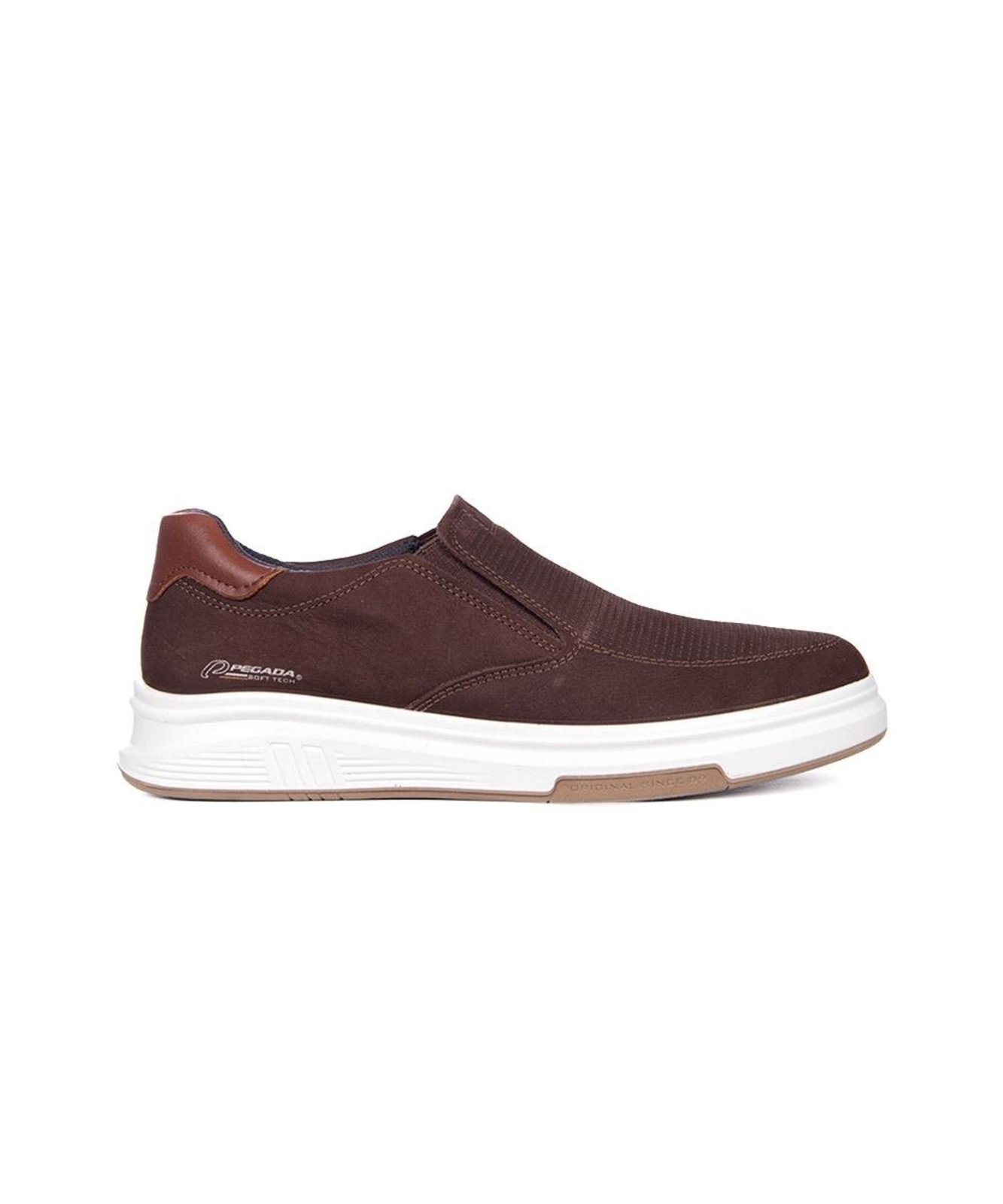 Tênis Masculino Pegada Slip On Couro Marrom Incolor