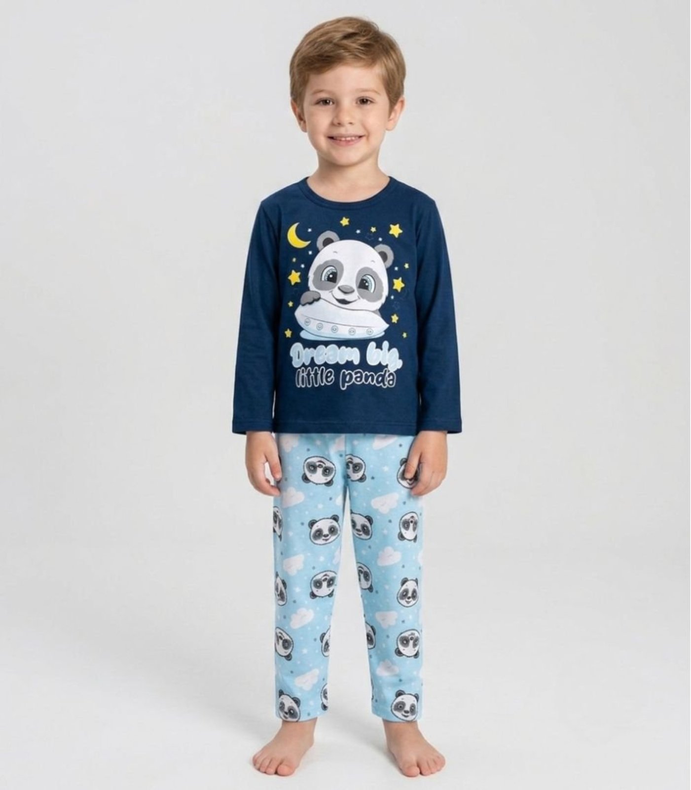 Pijama Menino Manga Longa Meia Malha Kappes Azul