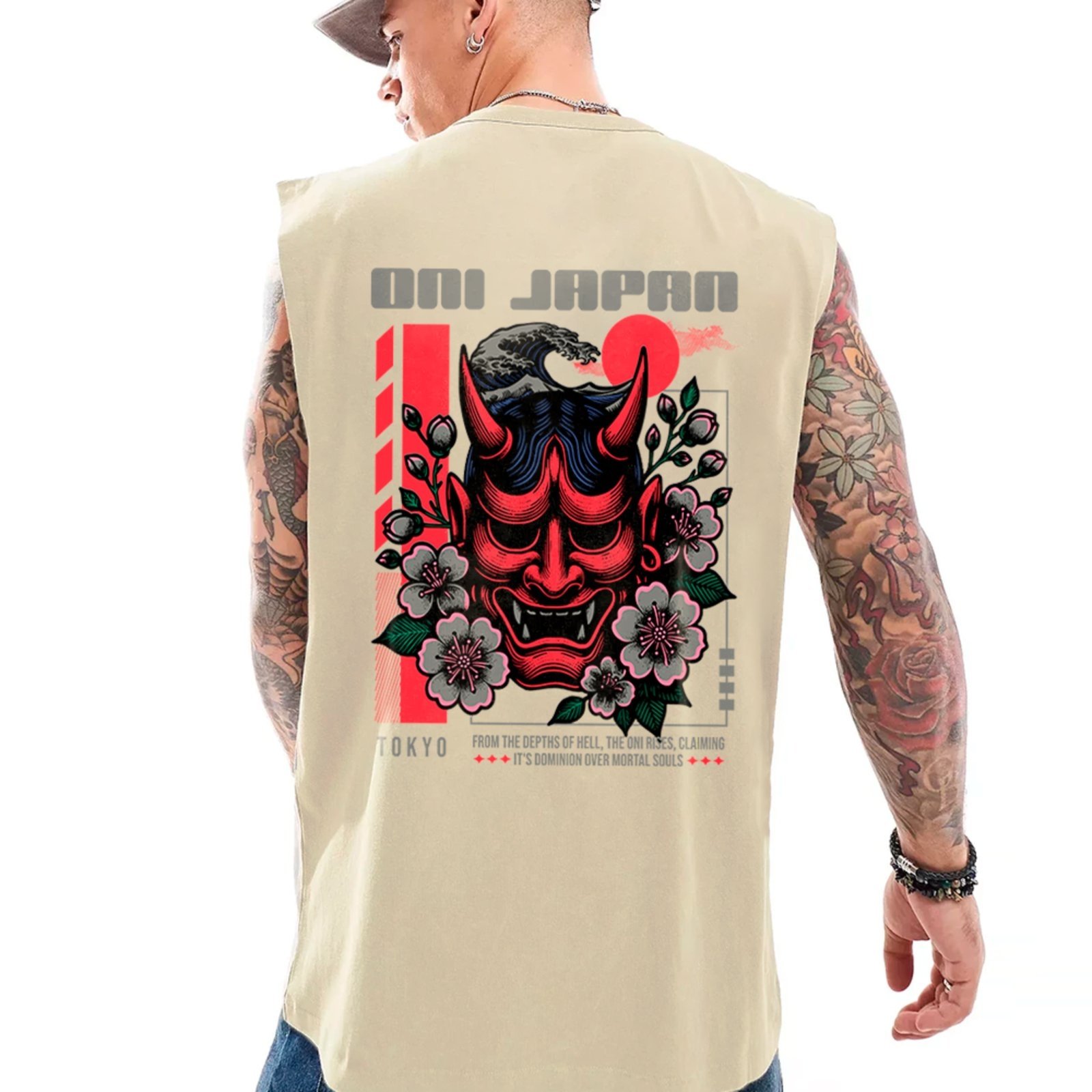 Camiseta Regata Machão Oni Japonês Tokyo Streetwear Off White