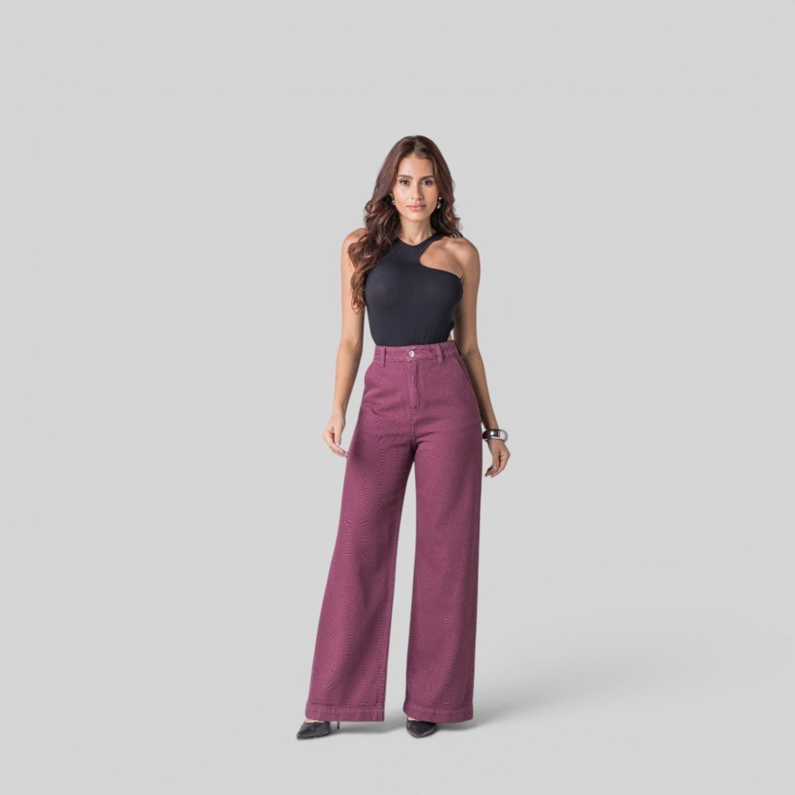 Calça Feminina Sarja Wide Leg Zune VINHO
