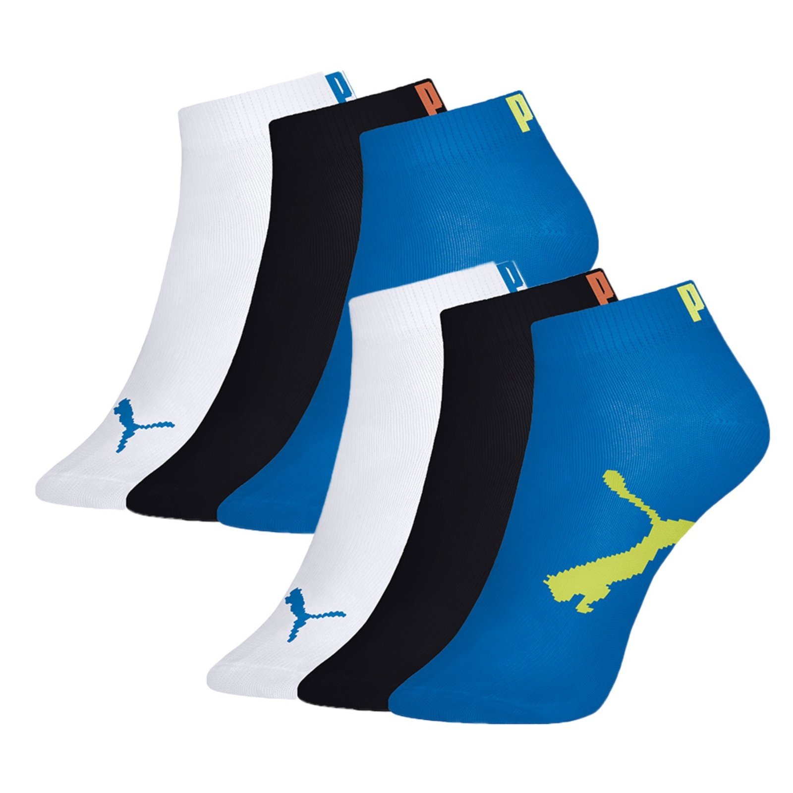 Kit Com 6 Pares Meia Puma Sapatilha Algodão Azul e Preto