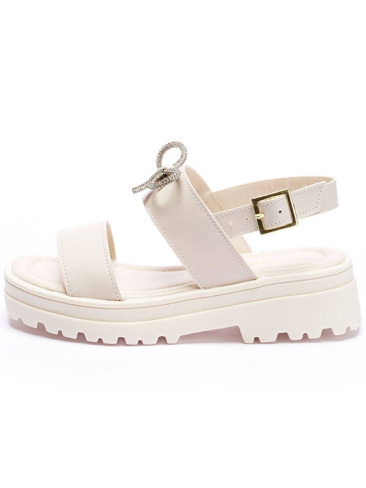 Vista 2 Infantil - Sandália Feminina Tininha Laço Strass Off White off-white white Tininha off-white white