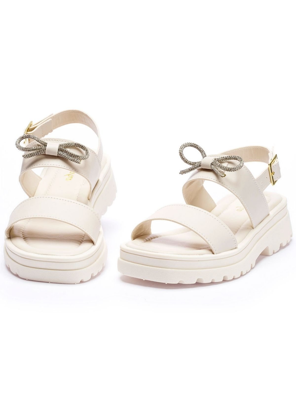 Vista 3 Infantil - Sandália Feminina Tininha Laço Strass Off White off-white white Tininha off-white white