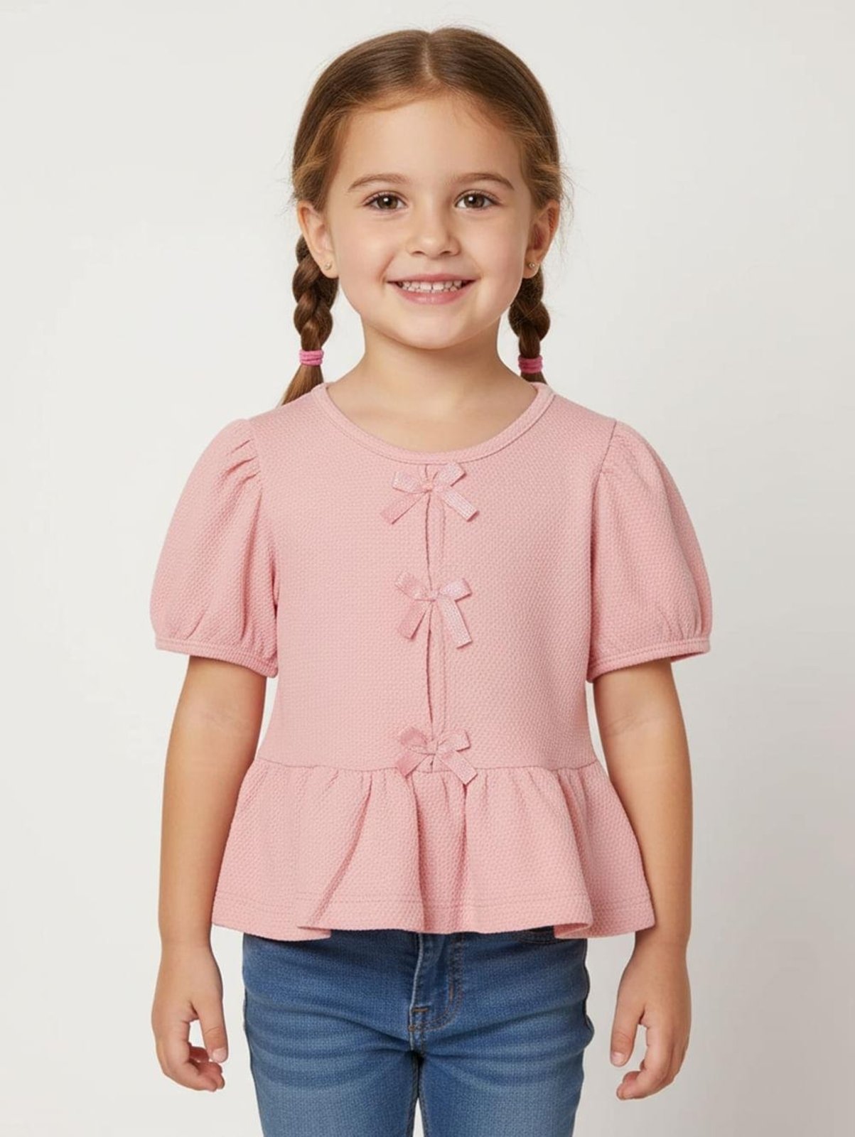 Infantil - Blusa Malha Laços Para Menina - ROSE