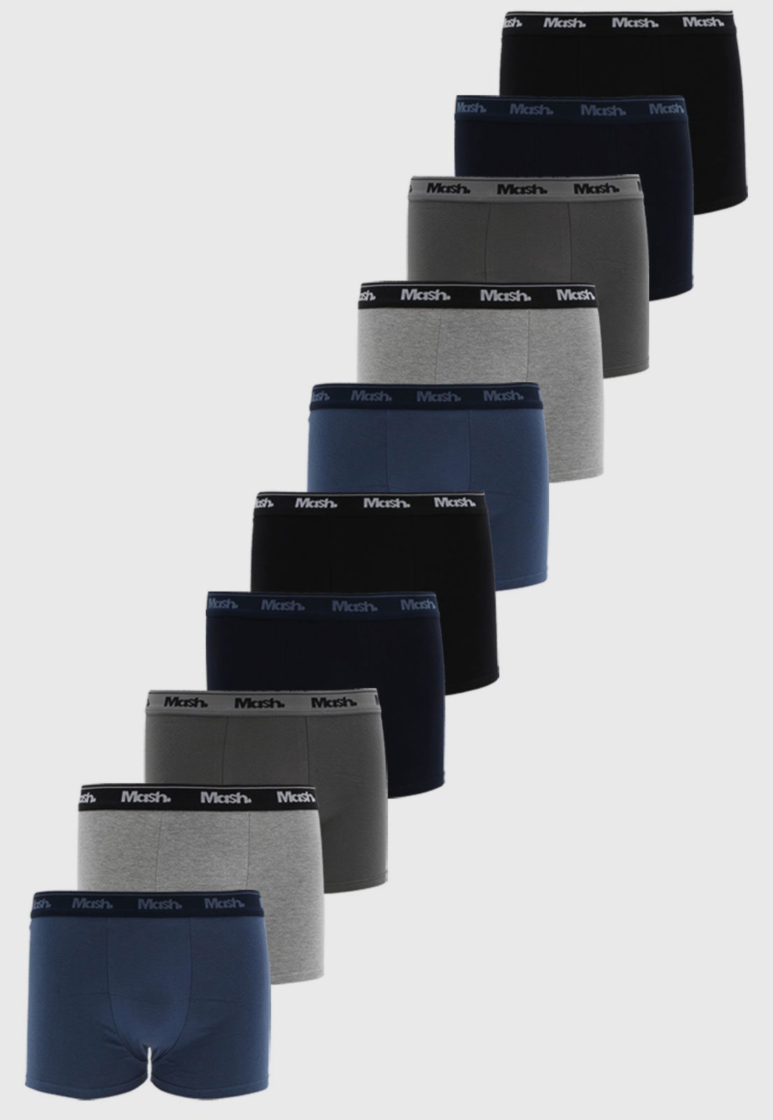 Kit 10pçs Cueca MASH Boxer Básica Preto