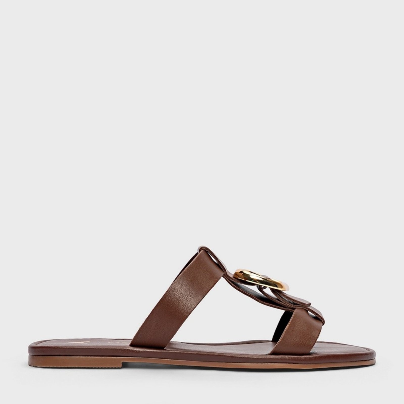 Chinelo Flat Buckle Carrano 918007 Marrom Escuro