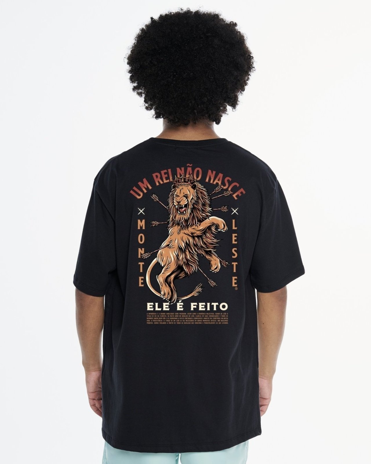 Camiseta Regular Estampada - Leão Preto