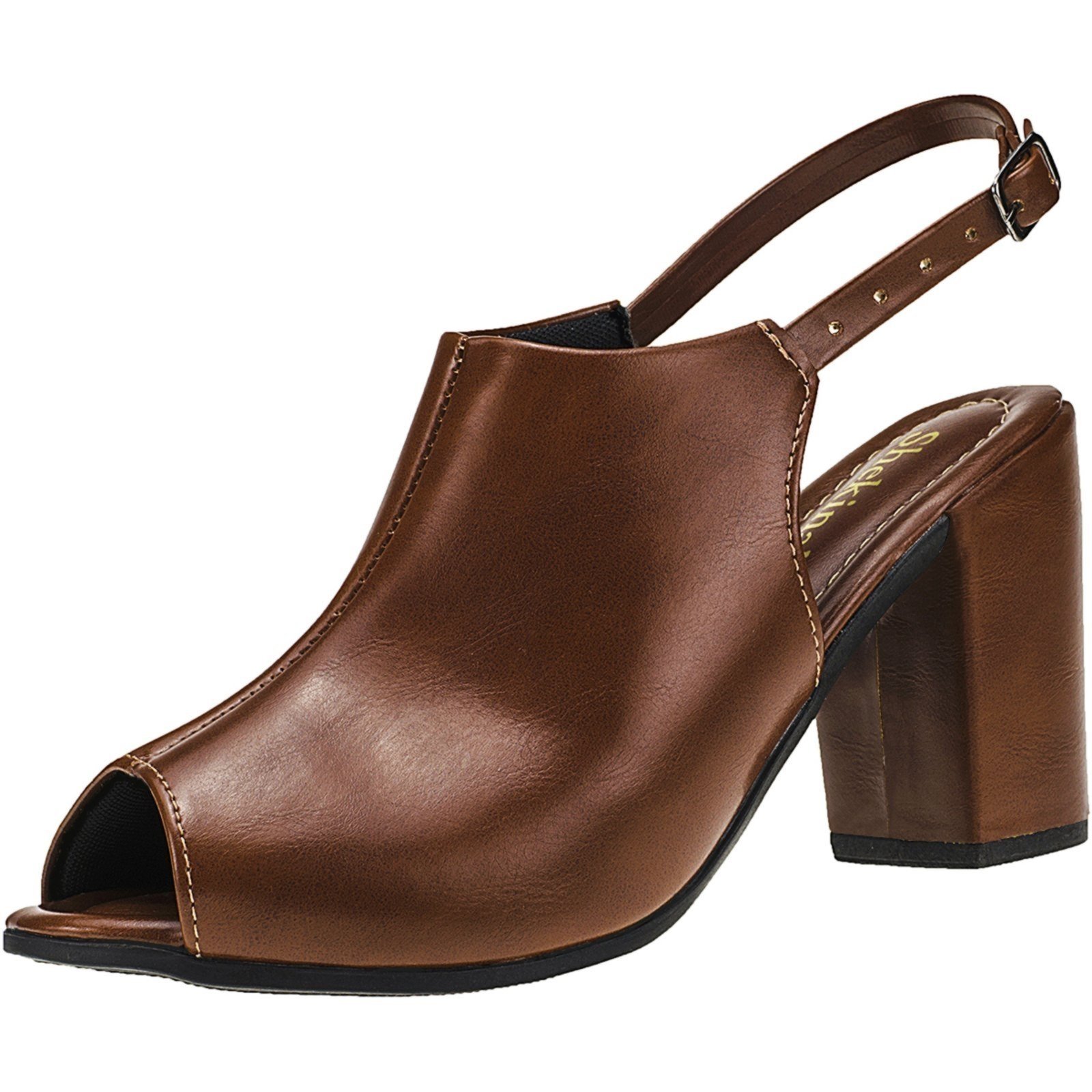 Sandália Saltinho Ankle Boots Salto Alto Grosso Bota Shekinah Moda Caramelo