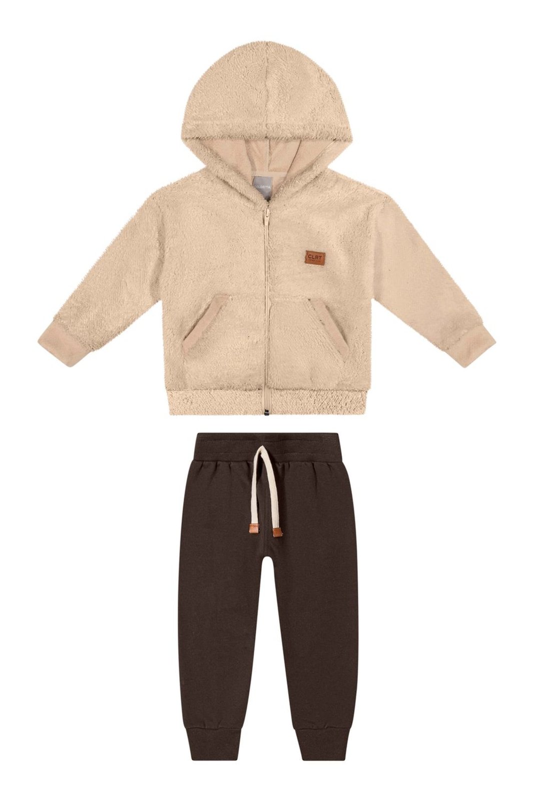 Infantil - Conjunto Menino Capuz Pelúcia Colorittá Bege