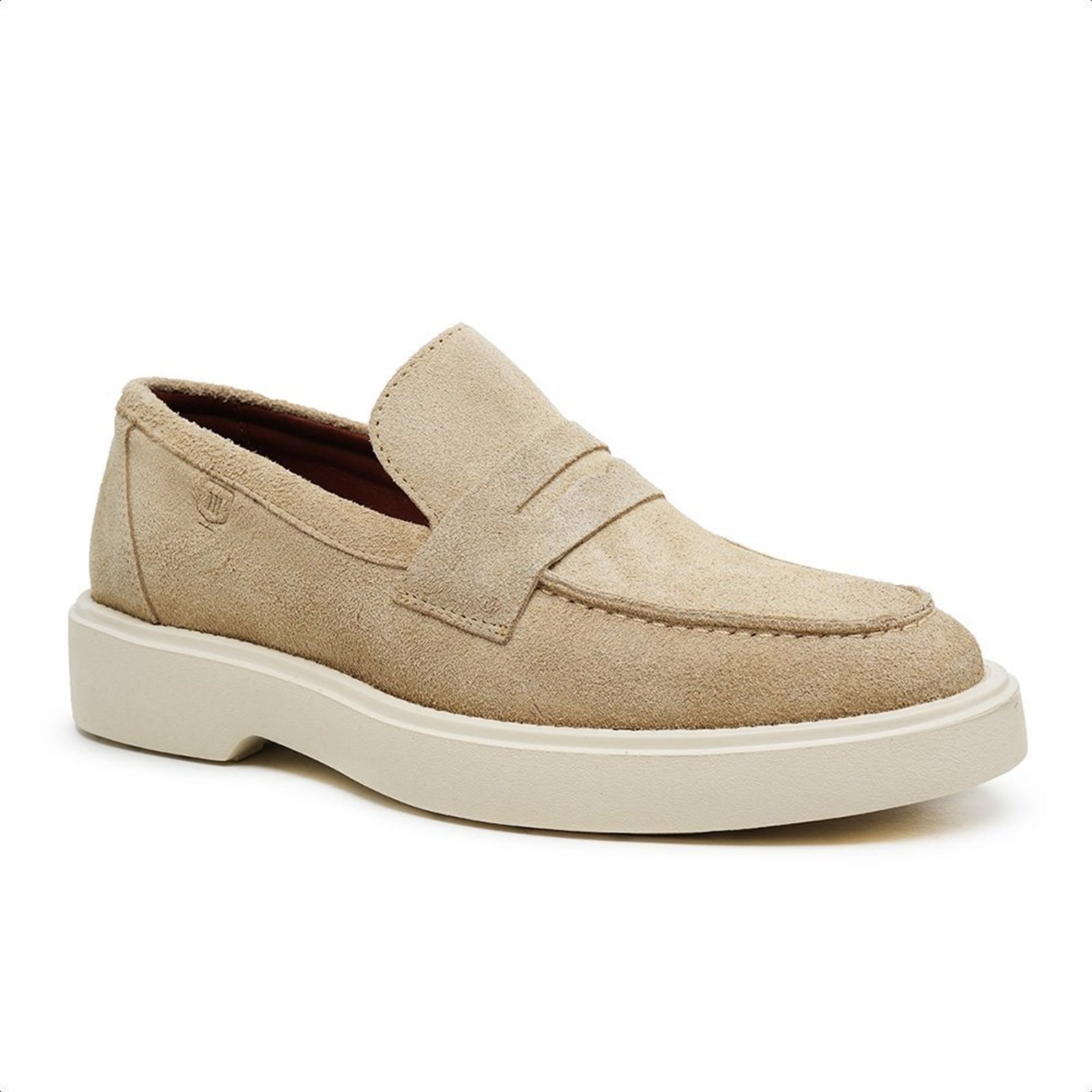 Sapato Casual Masculino Malbork Loafer em Camurça Bege 026004BG