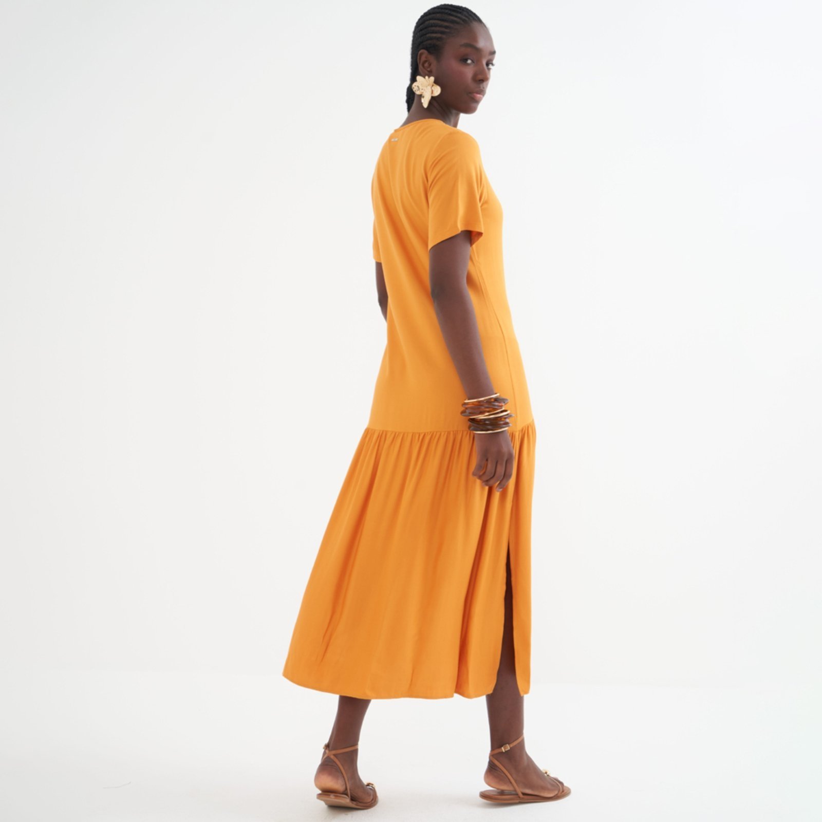 Vista 3 Vestido Super Mid Colcci Saia Pr26 Cider Feminino laranja Colcci laranja