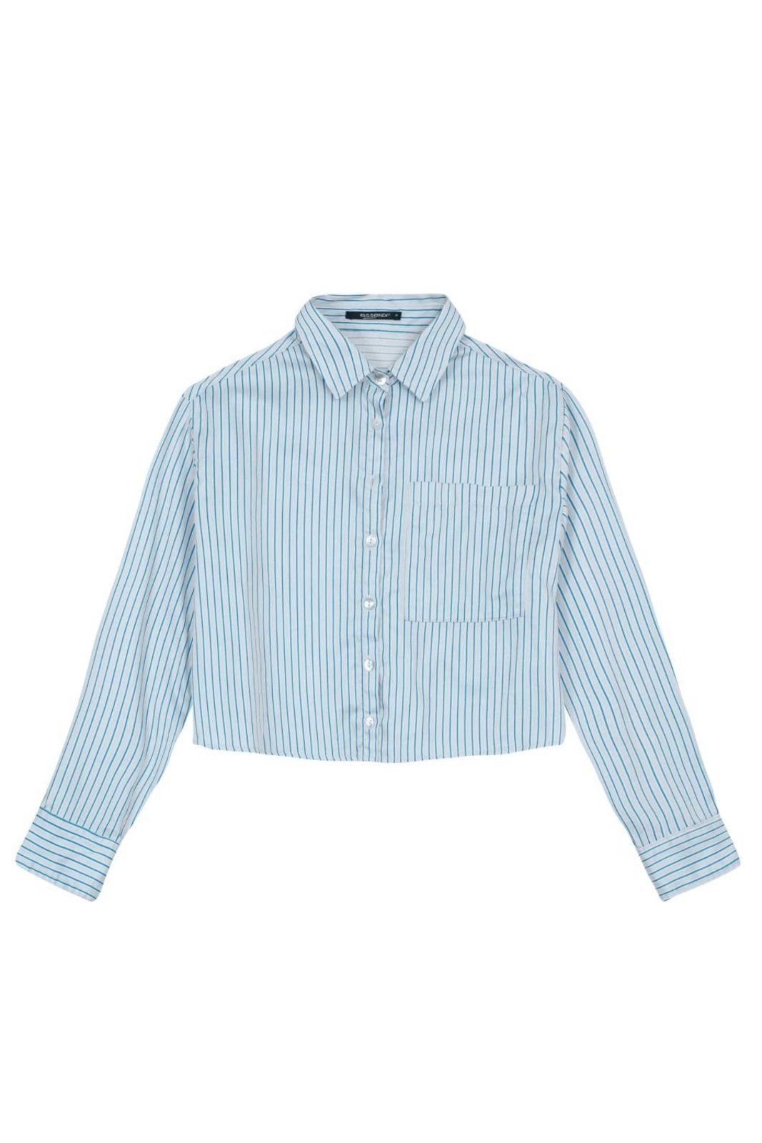 Vista 3 Camisa Feminina Listrada Essendi Escuro azul Essendi azul