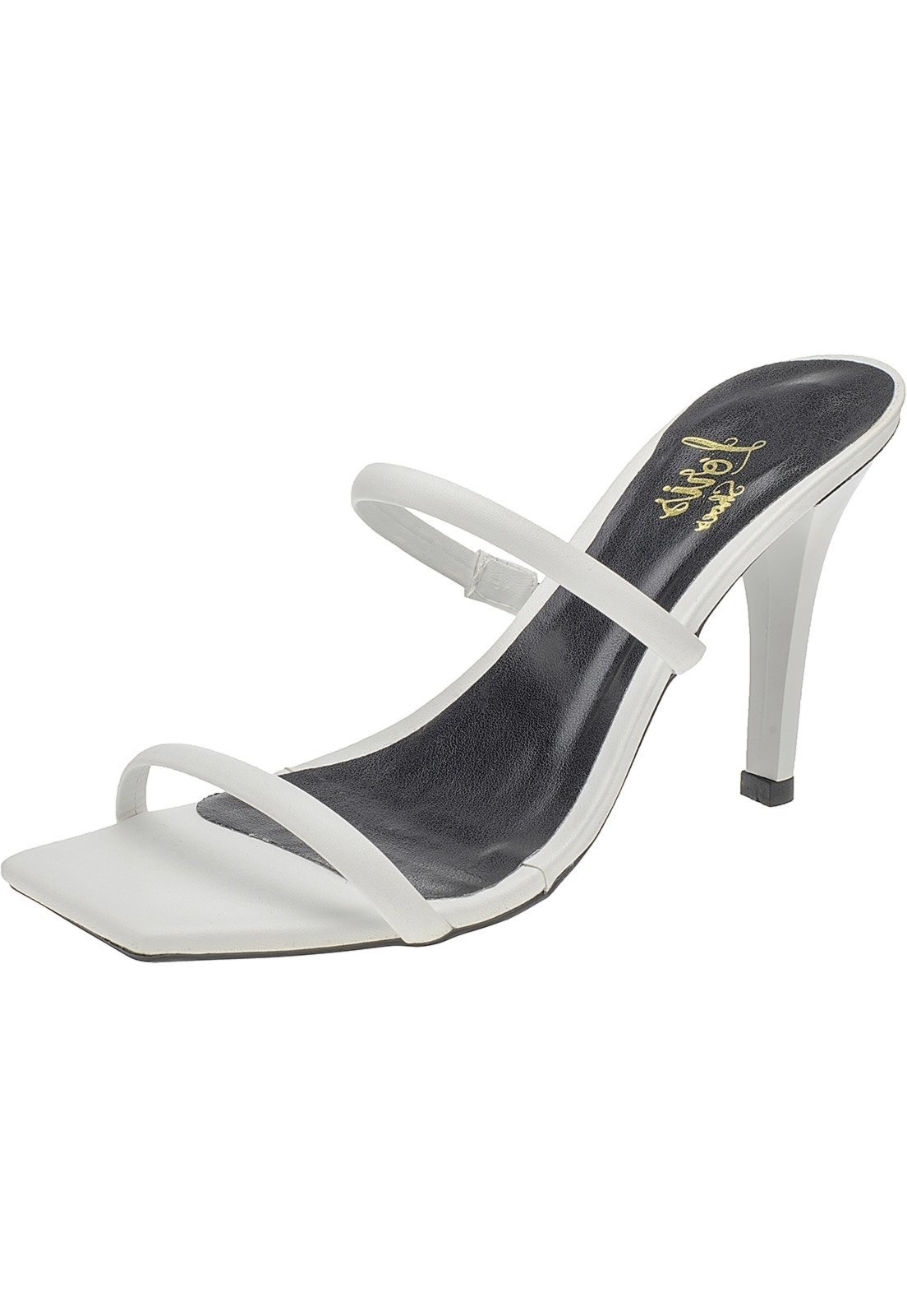 Tamanco Feminino Lóris Shoes Social 2 Tiras Salto Alto Fino 135 Branco