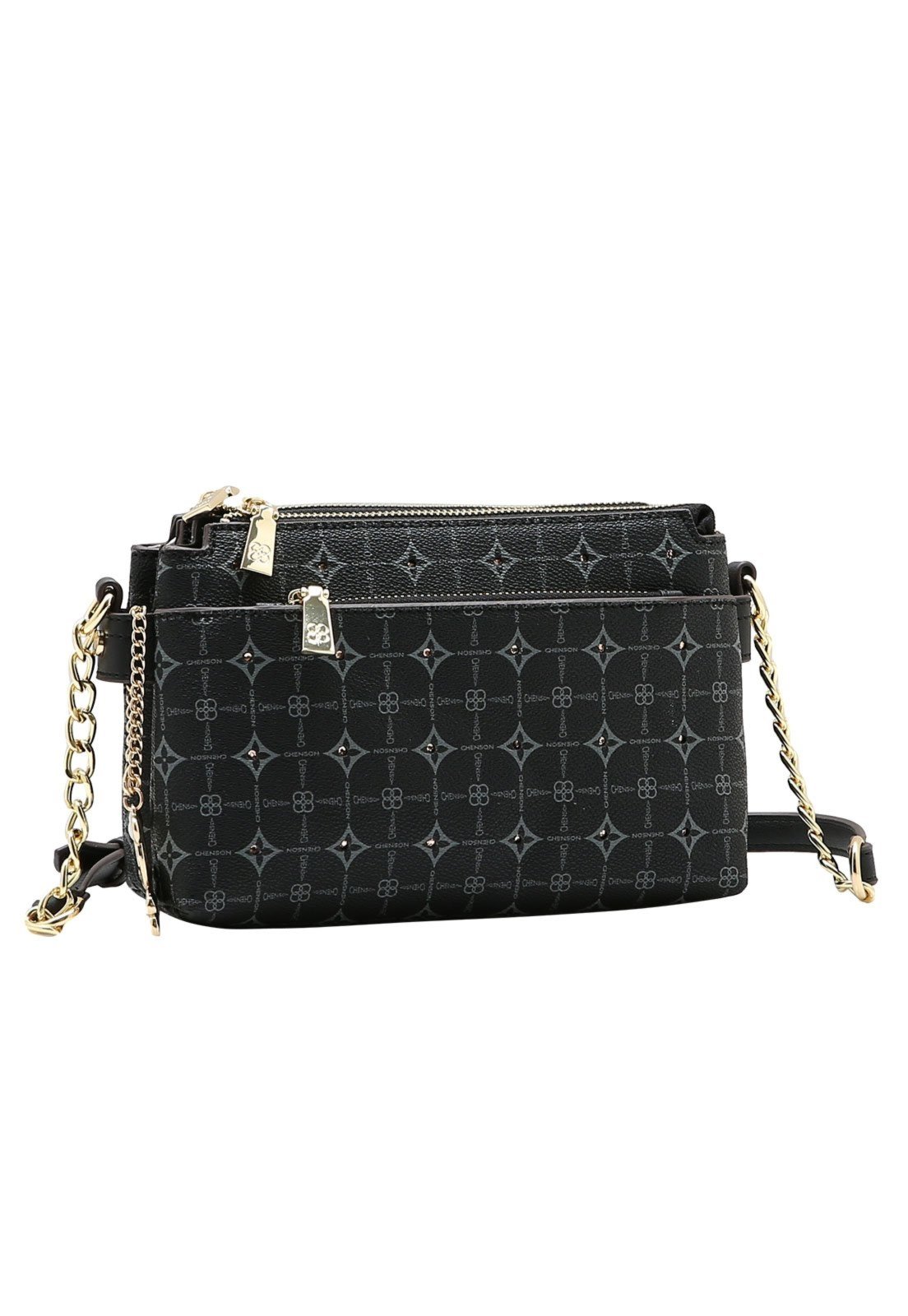 Bolsa Feminina Chenson Transversal Monograma Delicado 3485480 Preto