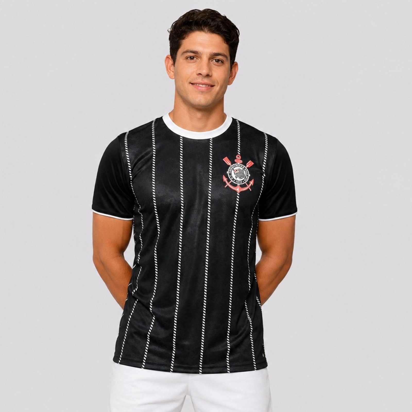 Camisa Corinthians Corinto Preta Patch Libertadores