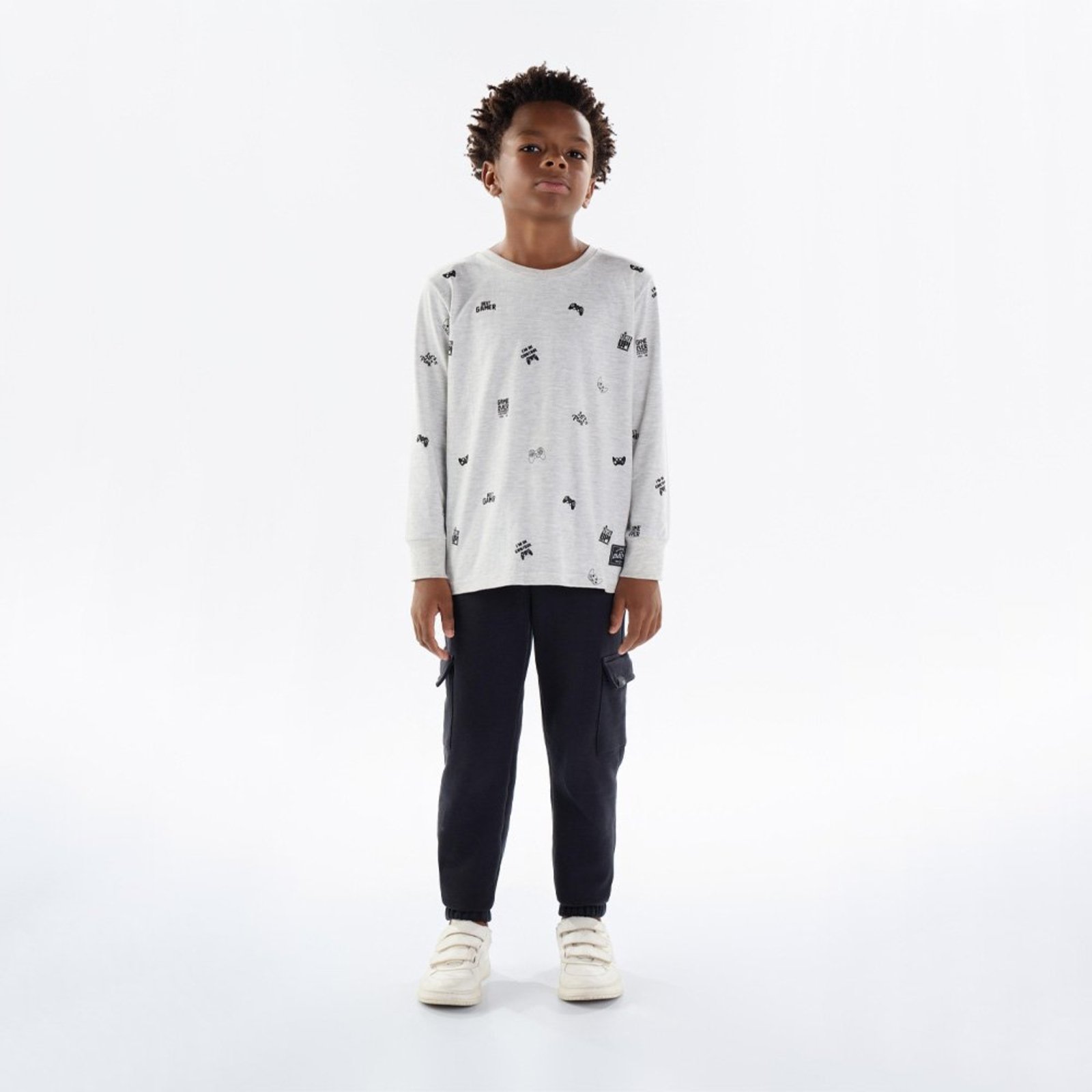 Infantil - Camiseta Menino - Mescla Banana - 50351-60 Cinza