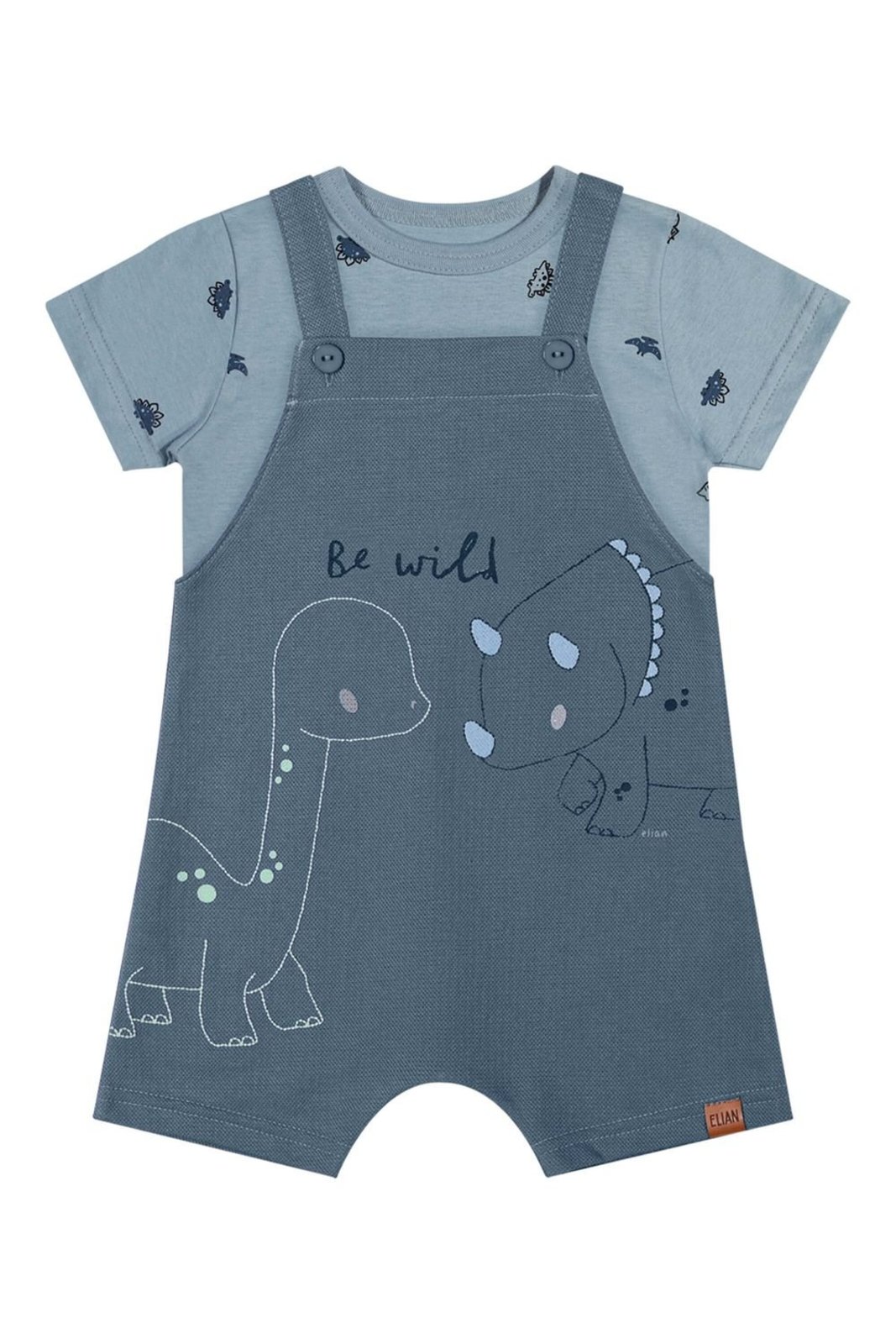 Infantil - Conjunto Menino Dinossauros em Puff Elian Azul