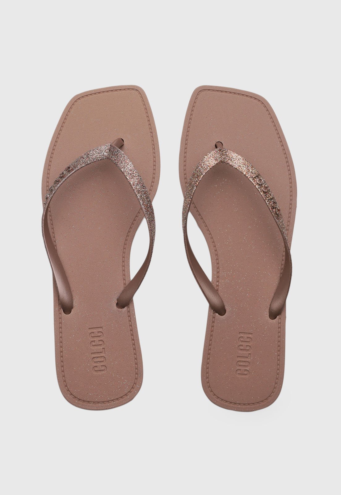 Chinelo Feminino Colcci Tiras Finas Glitter Marrom