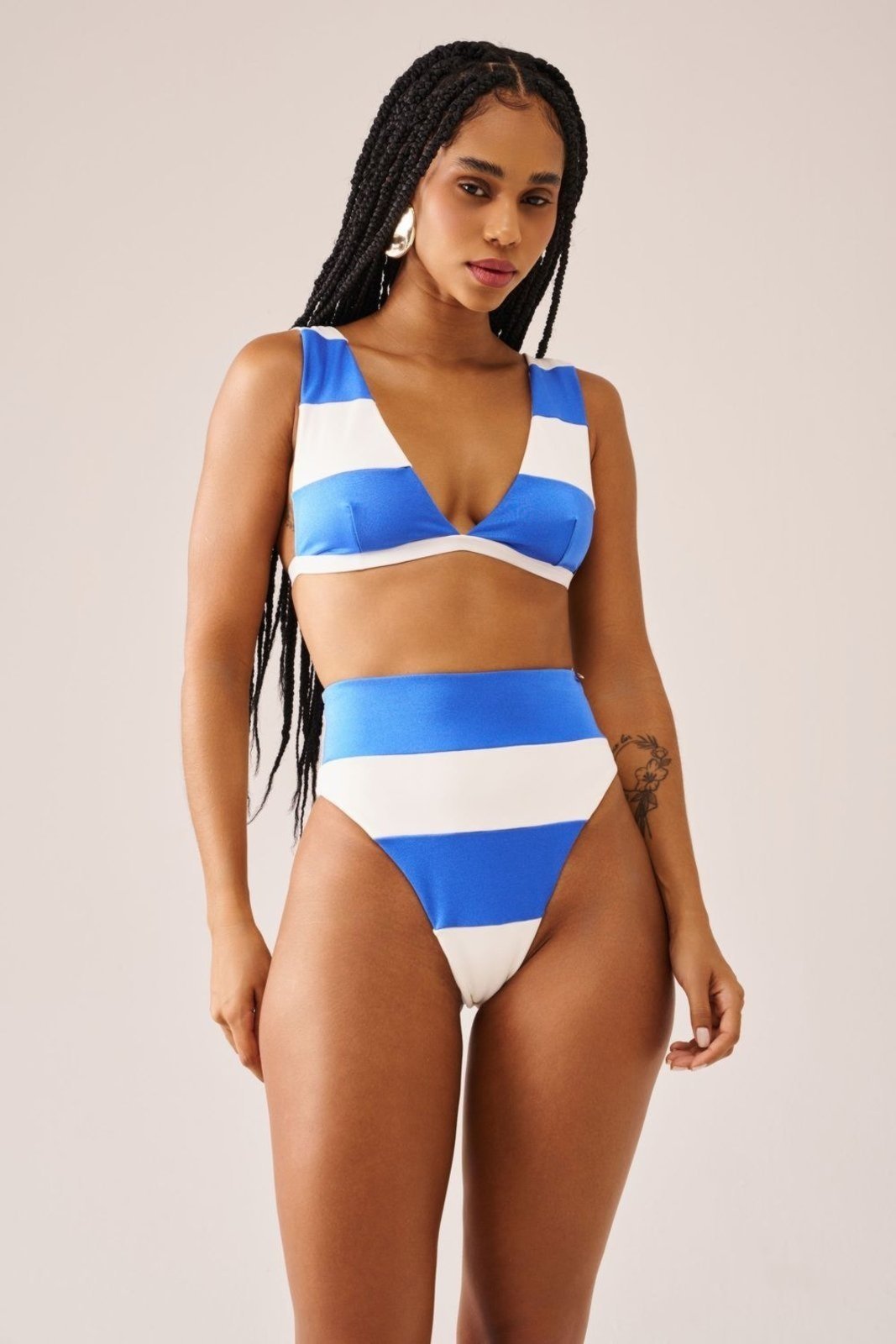 top biquíni halter marinière azul Suntime