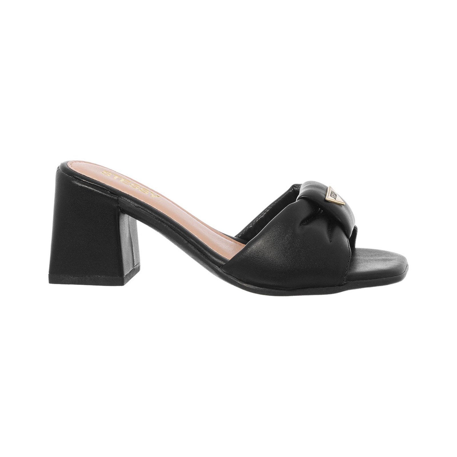 Vista 2 Sandália Tamanco Feminino Stessy Casual Salto Bloco Confortável Stessy Shoes preto Stessy Shoes preto